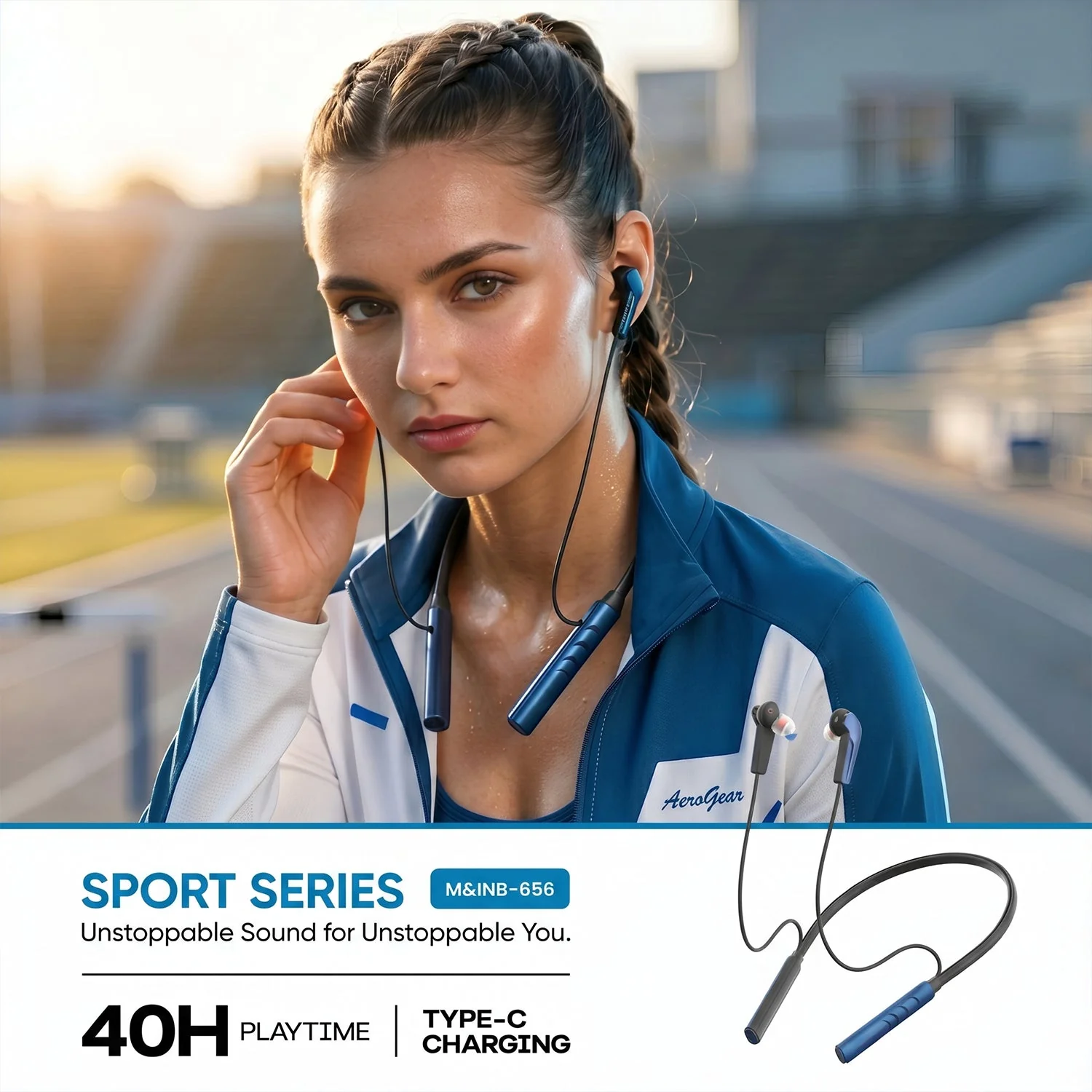 Sport Series Wireless Stereo Bass Neckband Earphones, Neck band (1 Pc) - Image 4