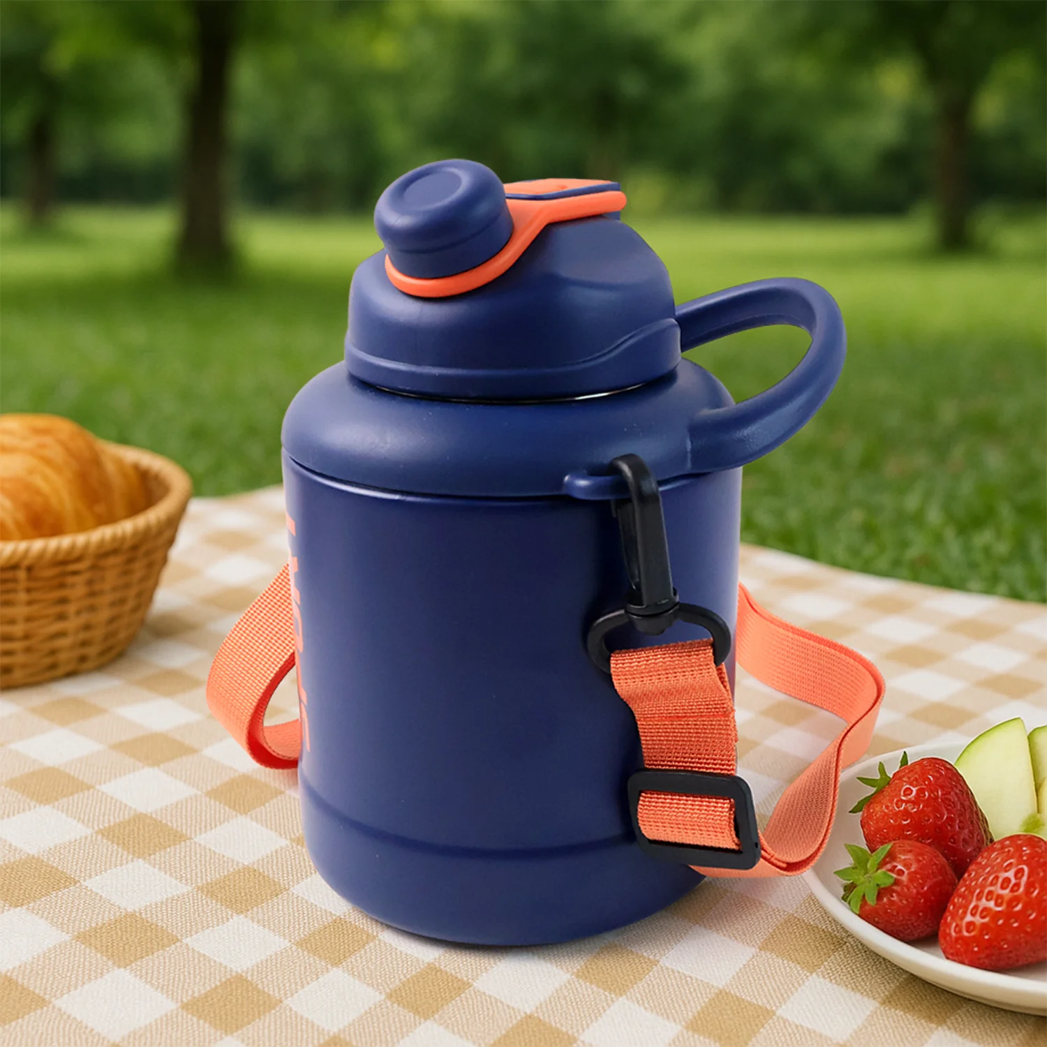 Sports Vacuum Bottle with Shoulder Strap 1 Pc Stylish Mix Design & Size - Image 3