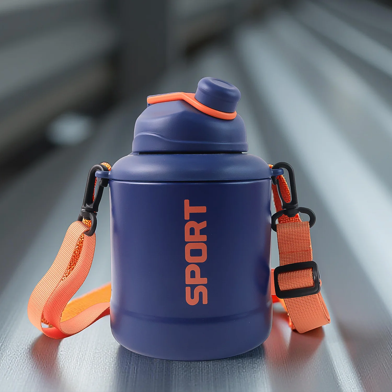 Sports Vacuum Bottle with Shoulder Strap 1 Pc Stylish Mix Design & Size - Image 6
