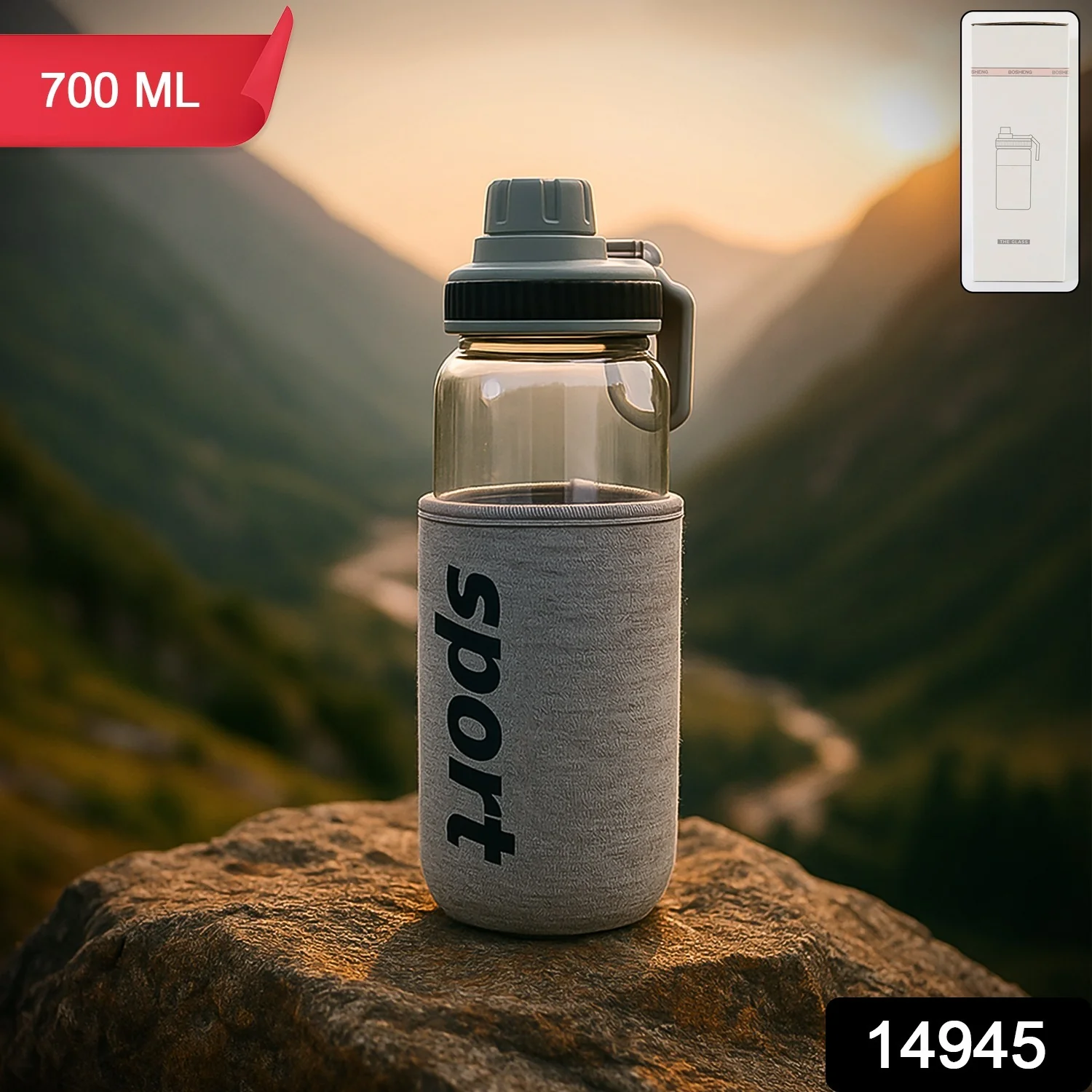 Sports Water Bottle with Protective Sleeve - (1 Pc / 700 ML) - Image 2