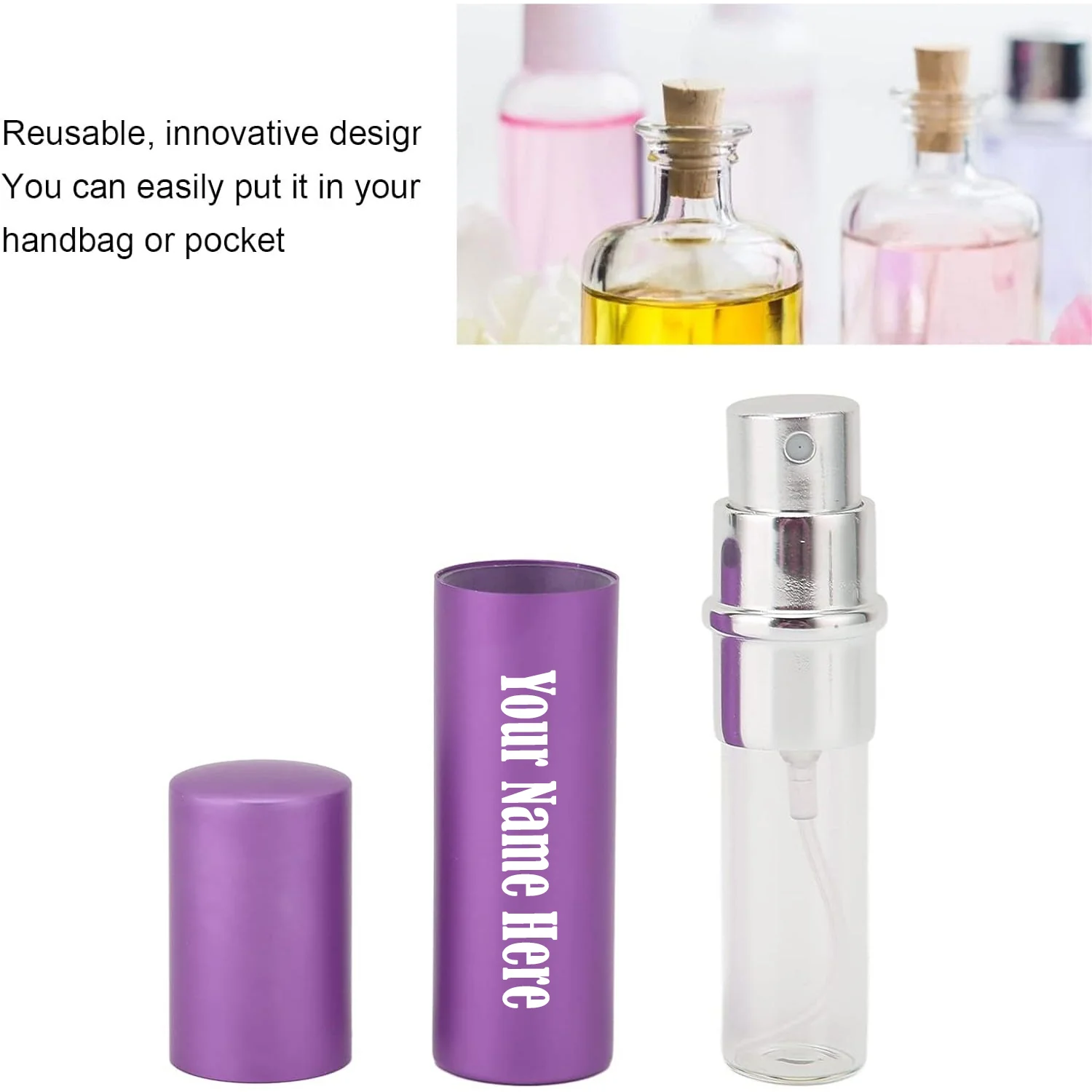 Customize Empty Spray Perfume Bottle  for Sanitizer Travel Makeup 1 Pc - Image 3