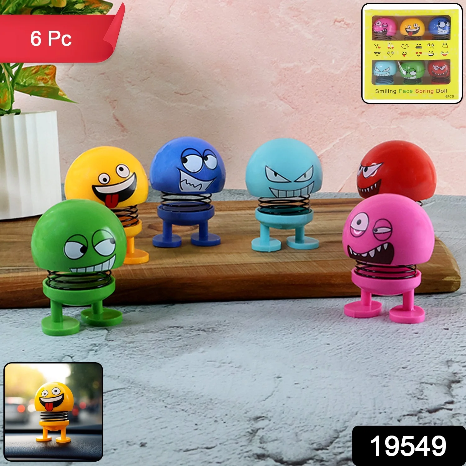 Spring Emoji Bobble Head Dolls - (6 Pc Set) - Image 2