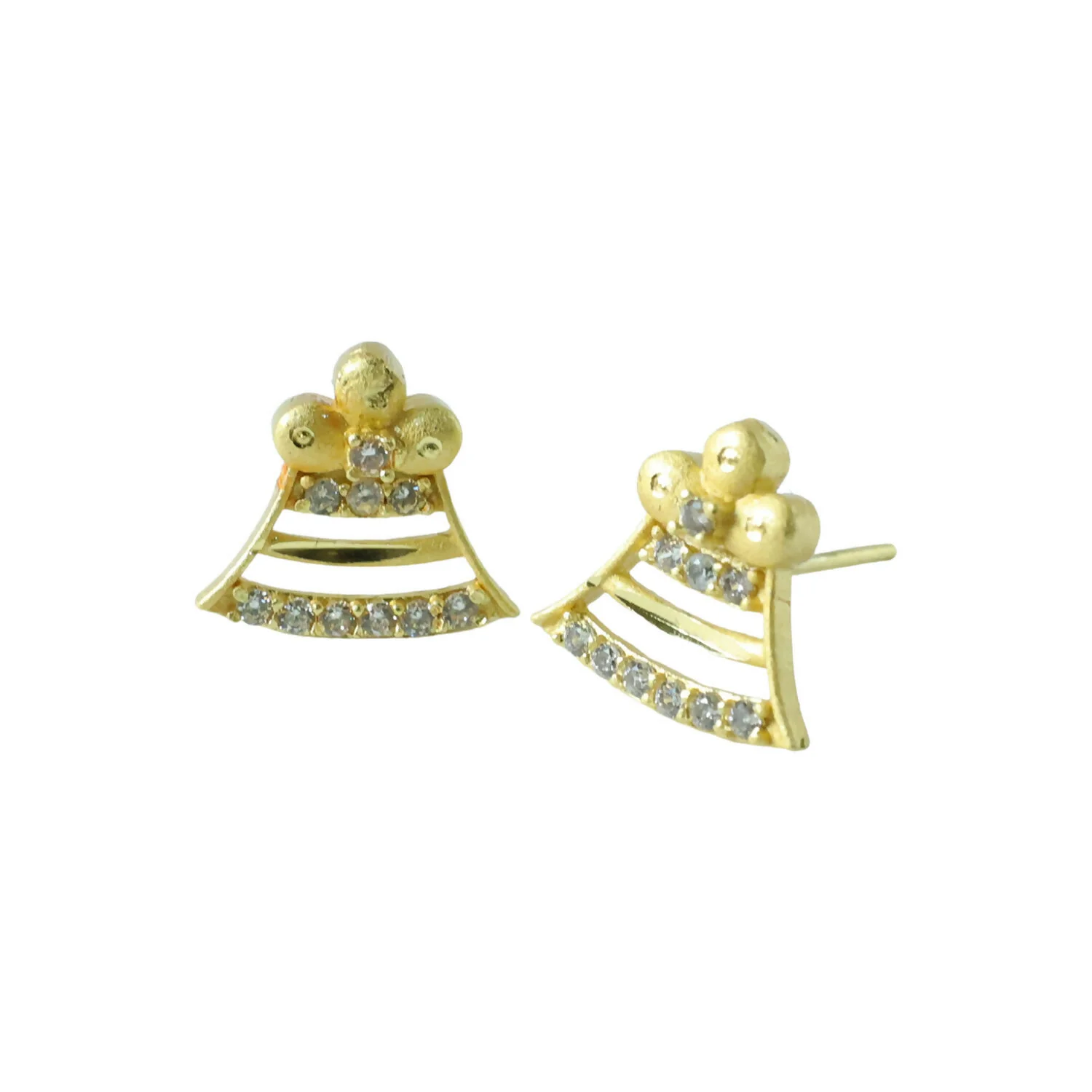 Square Floral Gold Stud Earrings with Crystal Leaf Design - Image 5