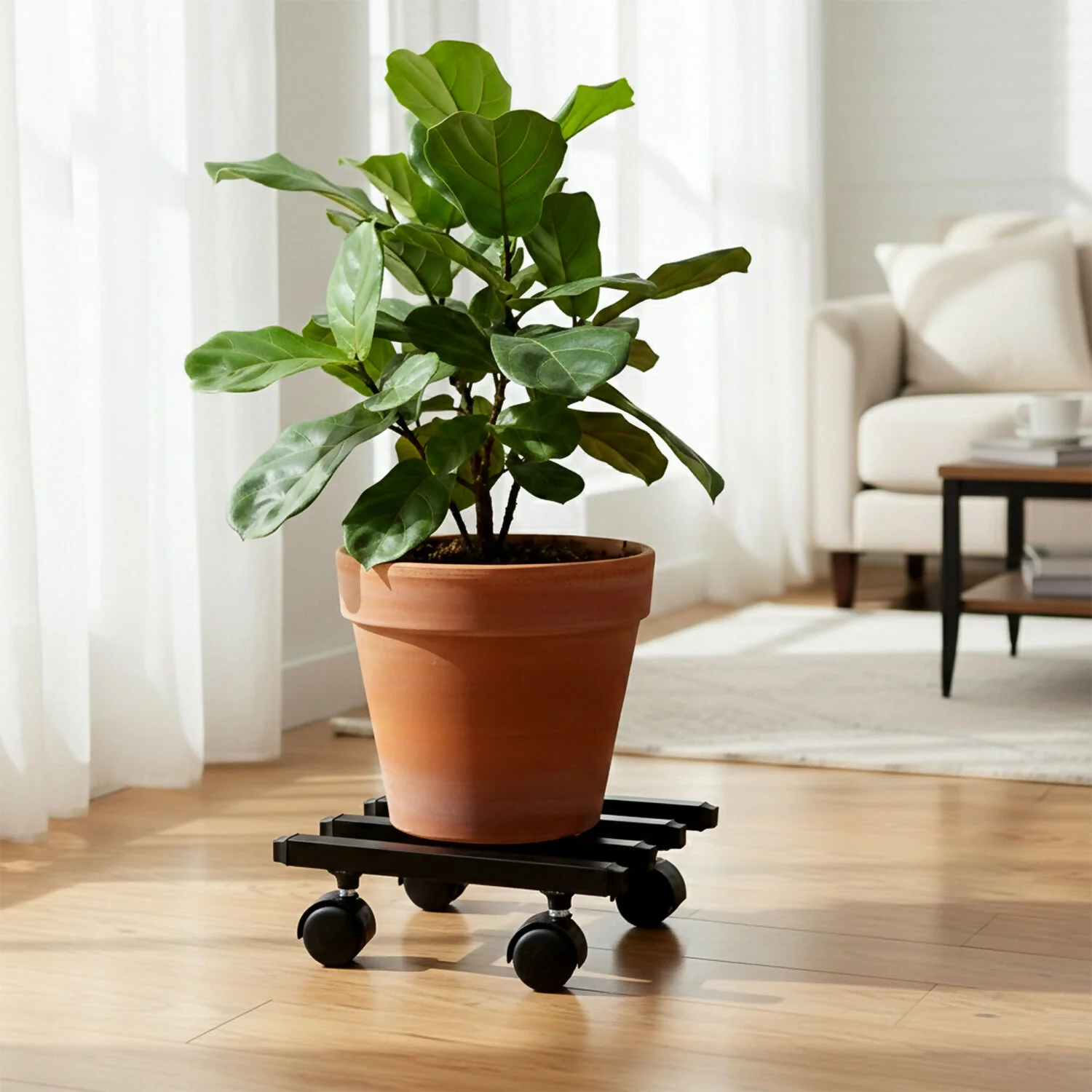 Square Heavy Duty Plant Pot Trolley with Wheels for Easy Movement, Indoor & Outdoor Planter Stand (9x9x6 Inch) - Image 2