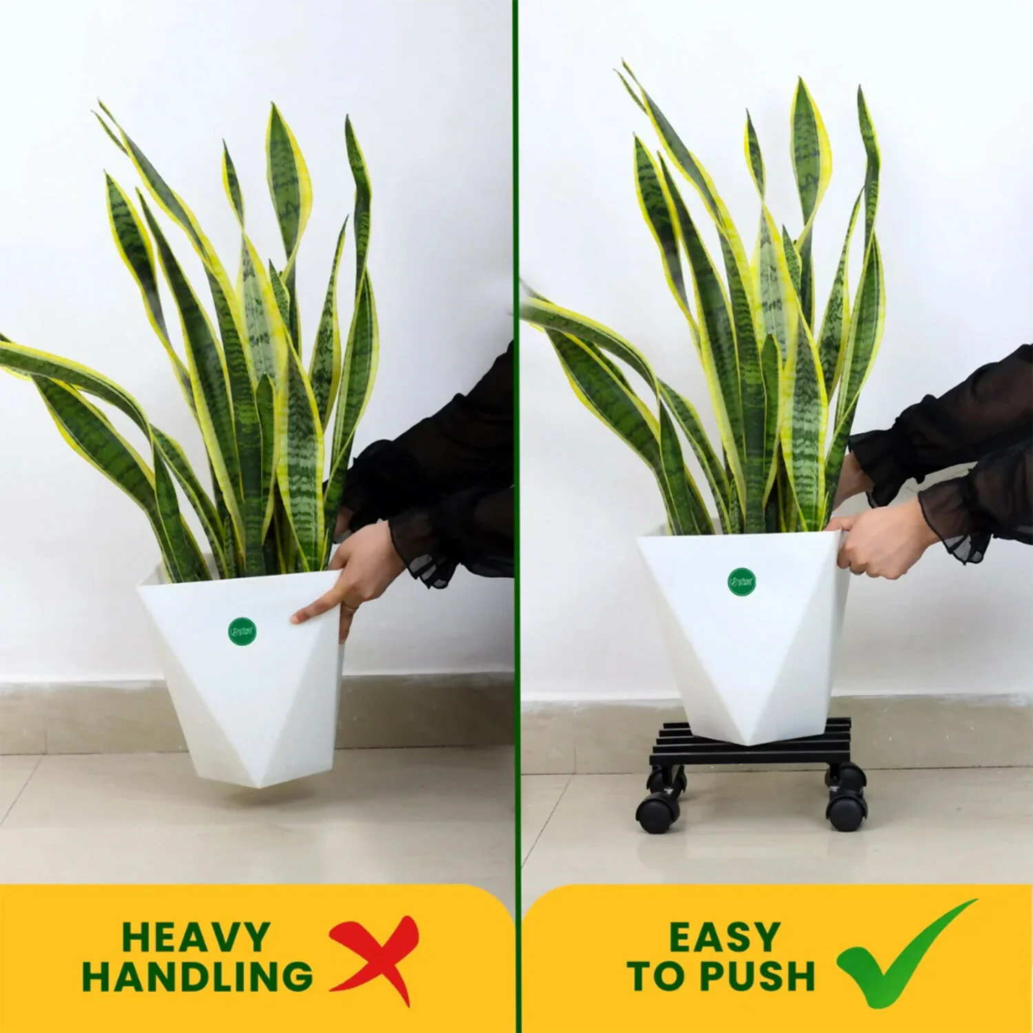 Square Heavy Duty Plant Pot Trolley with Wheels for Easy Movement, Indoor & Outdoor Planter Stand (9x9x6 Inch) - Image 4