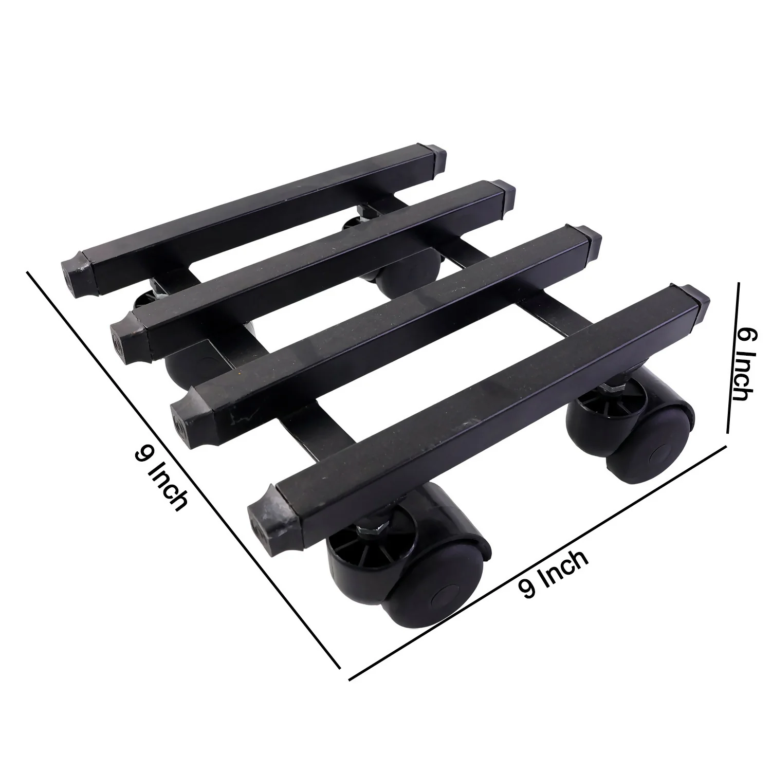 Square Heavy Duty Plant Pot Trolley with Wheels for Easy Movement, Indoor & Outdoor Planter Stand (9x9x6 Inch) - Image 6