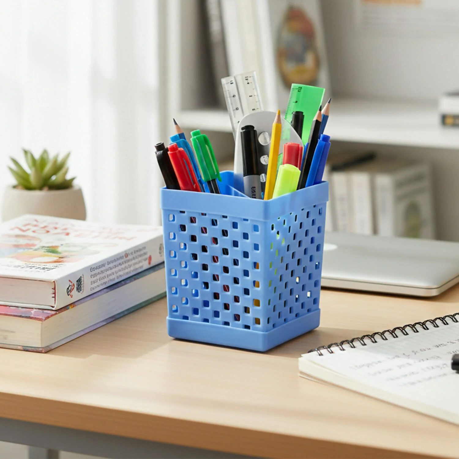 Square Pen Stand for Desk Organization with Open Design for Pens, Pencils and Stationery Use - Image 3