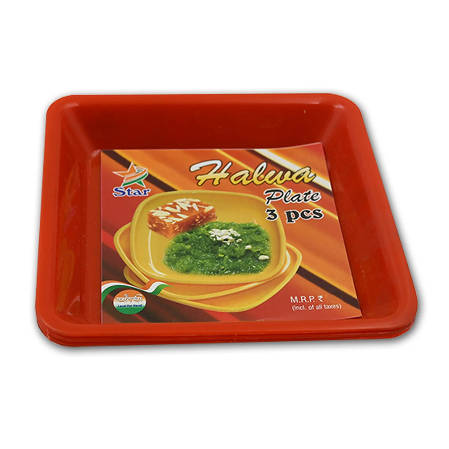 Square Plastic Halwa Dinner Plate Snacks Tray Set for Home Office 3 Pcs - Image 4
