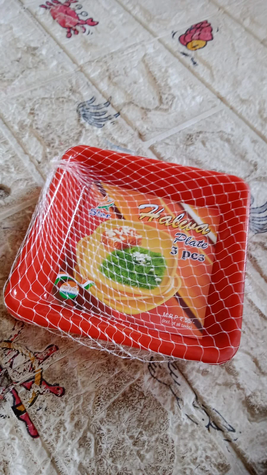 Square Plastic Halwa Dinner Plate Snacks Tray Set for Home Office 3 Pcs - Image 8