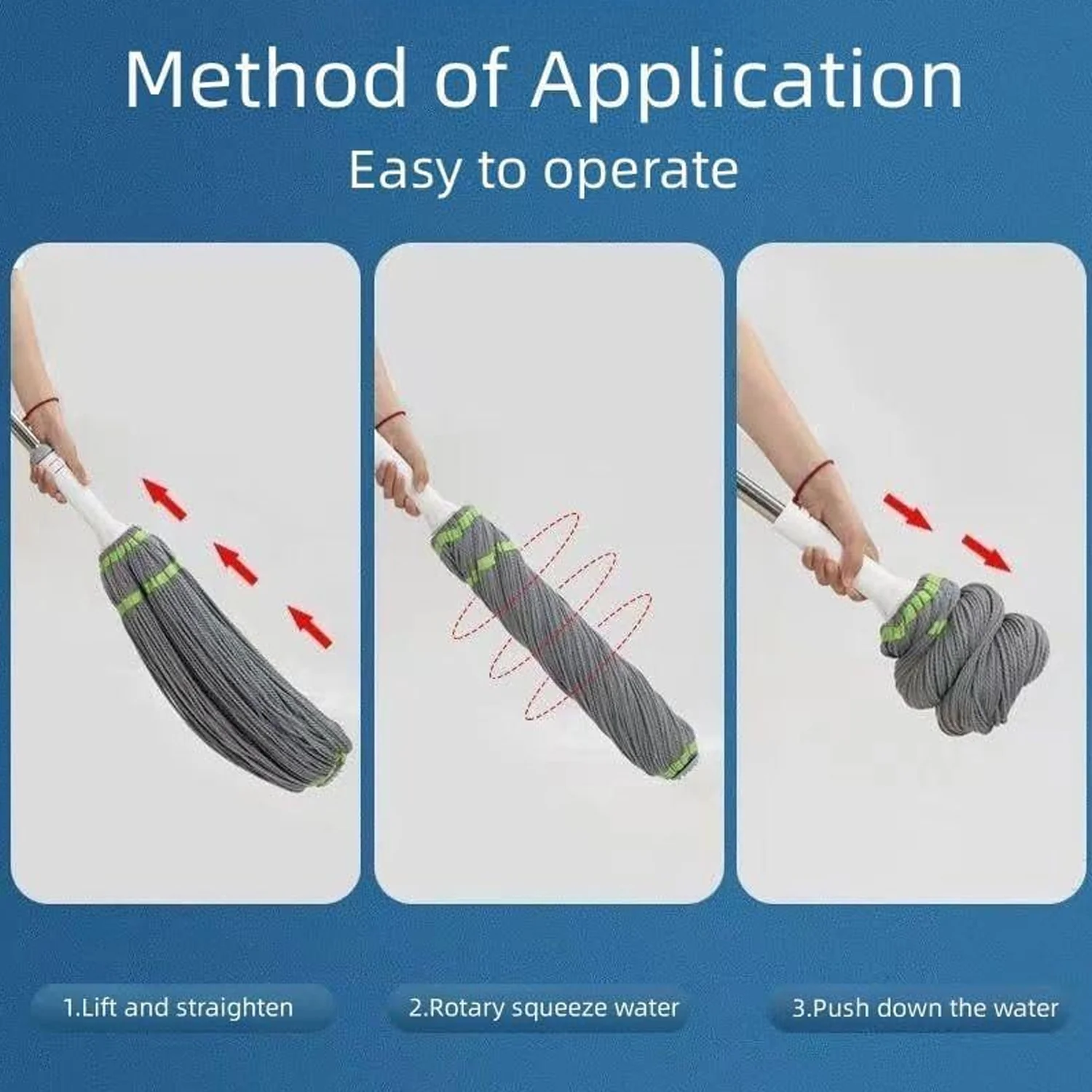 Squeeze Twist Mop Self Wringing Mop, Stainless Steel Handle (1 Pc) - Image 7