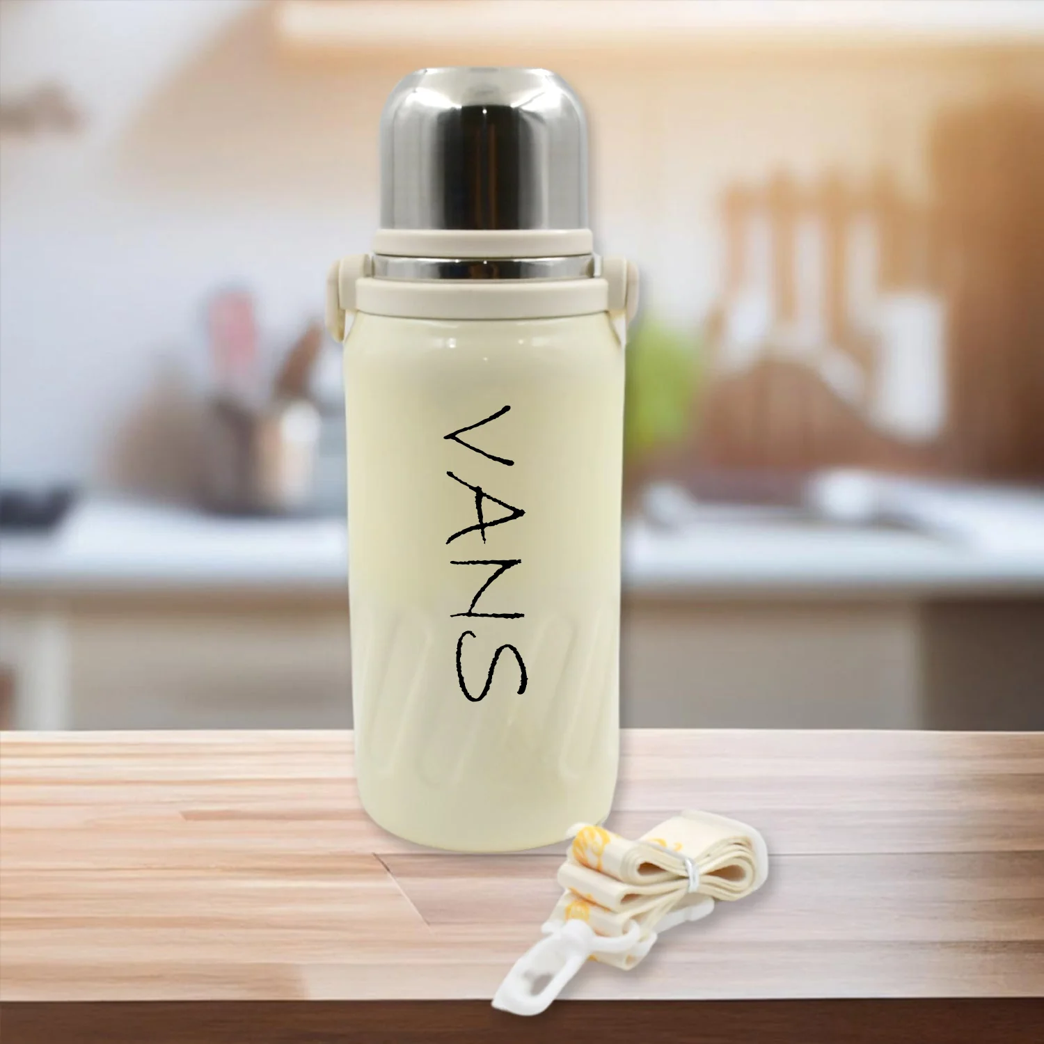 Customize Stainless Steel Vacuum Insulated Water Bottle | Leak Proof Flask for Tea Coffee | Reusable Water Bottle with Hanging Strap | Bottle for Hot & Cold Drinks Wide Mouth Water Flask 1200 ML - Image 5
