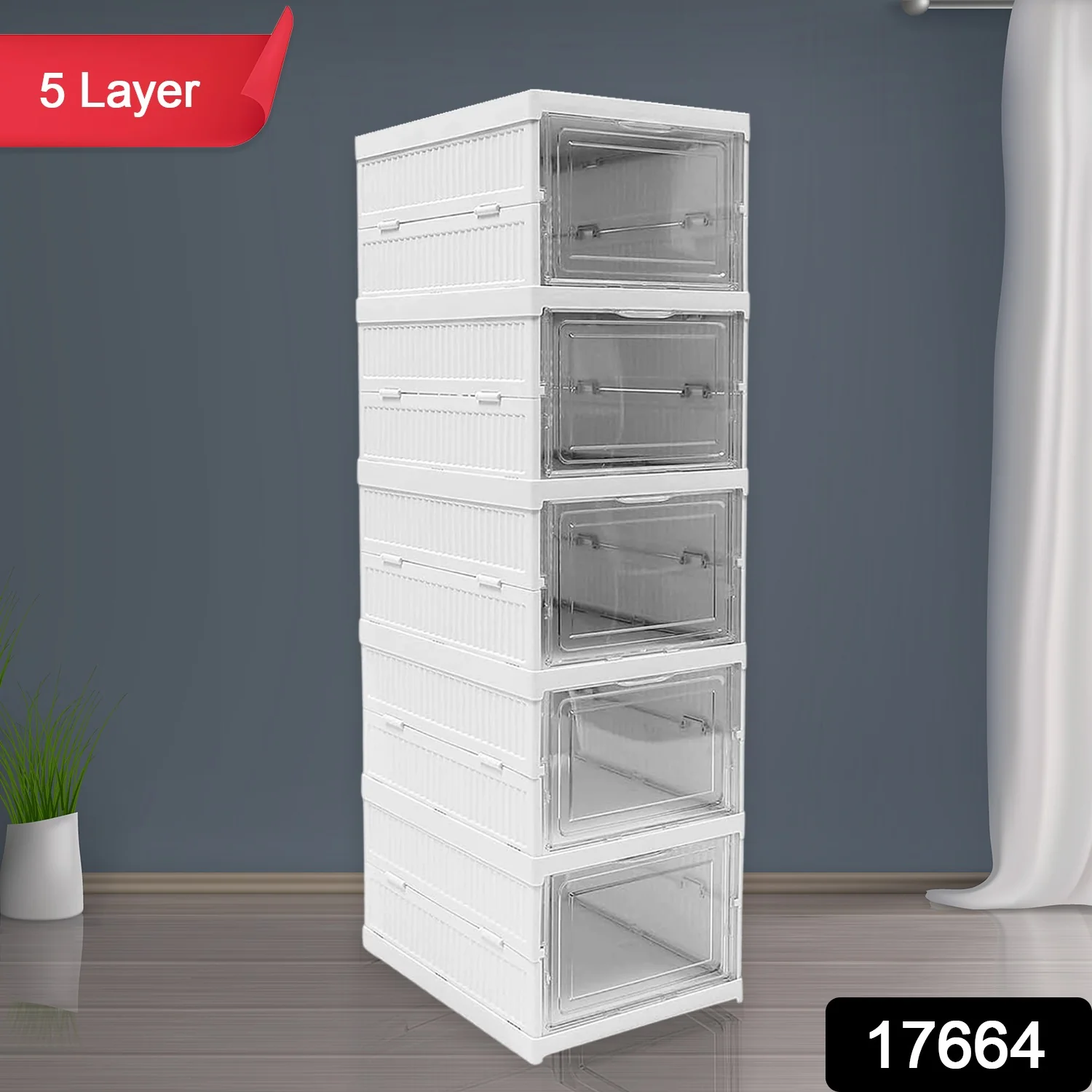 5-Layer Stackable Utility Cart – Foldable Storage Organizer for Clothes & Home (1 Pc) - Image 2