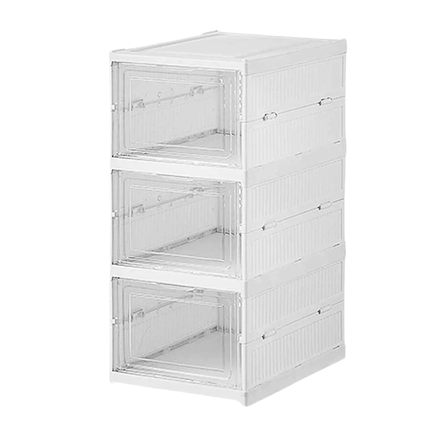 Stackable Multifunctional Storage, for Clothes Foldable Drawer Shelf Basket Utility Cart Rack Storage Organizer Cart for Kitchen, Pantry Closet, Bedroom, Bathroom, Laundry (3 Layer / 1 Pc) - Image 7