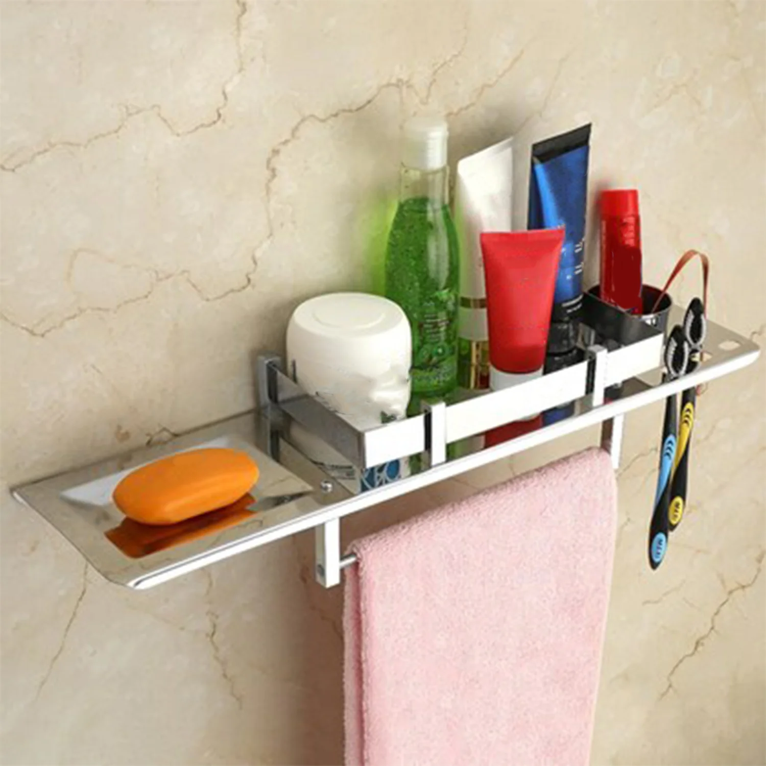 Stainless 4 In 1 Multi-Functional Space Saving Bathroom Shelf - Image 3