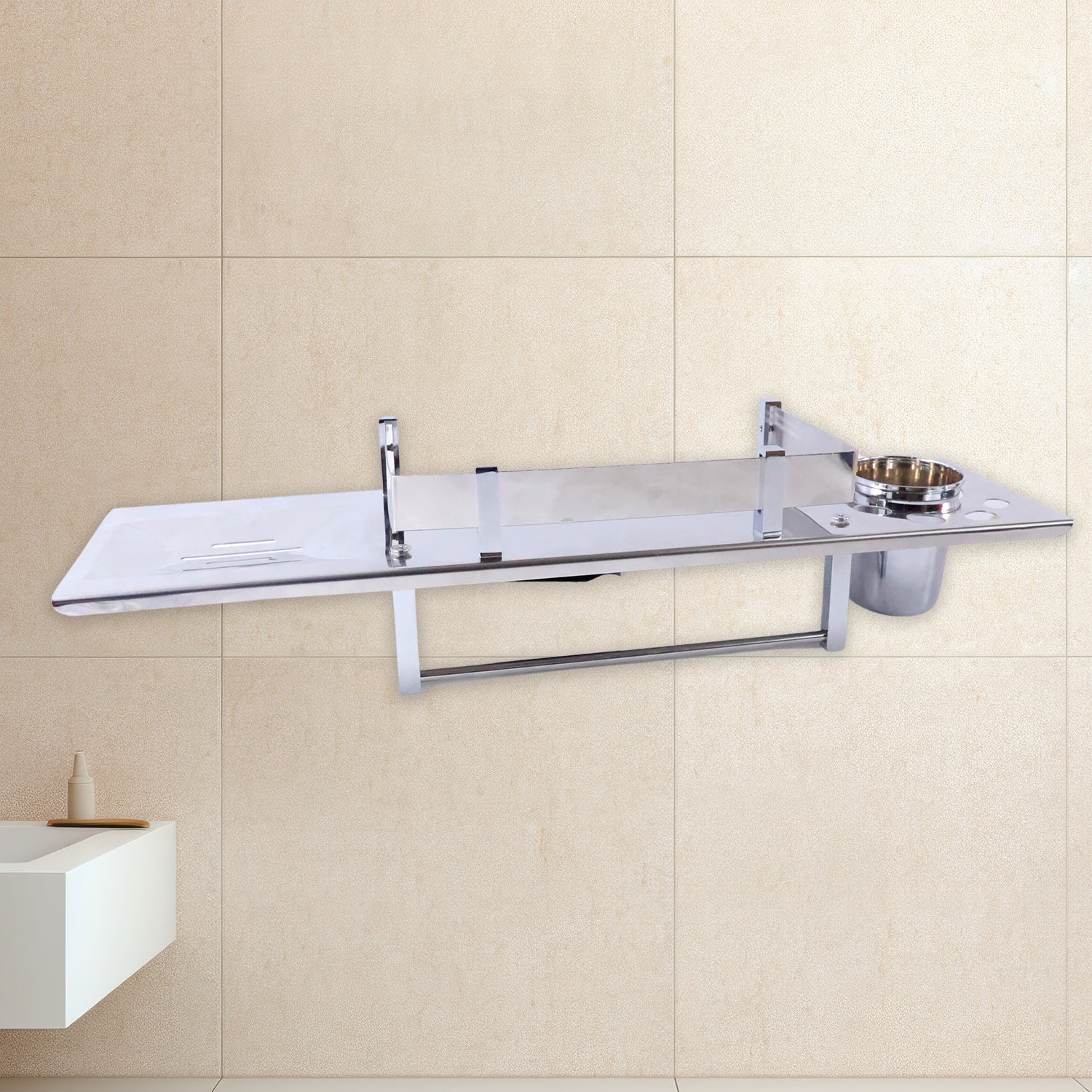 Stainless 4 In 1 Multi-Functional Space Saving Bathroom Shelf - Image 6