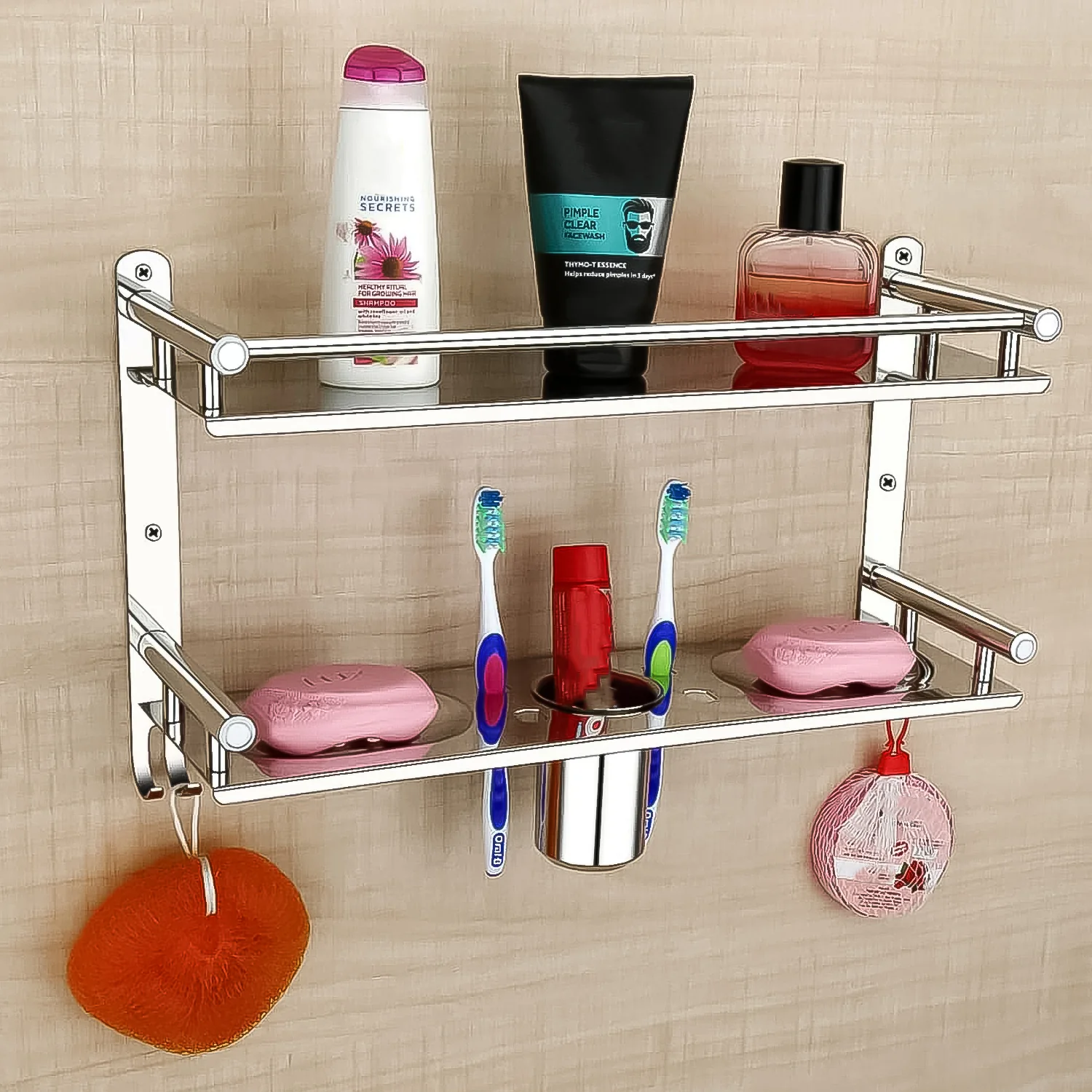 Stainless Steel 2 Tier 5 In 1 Multi Use Shelf - Image 2
