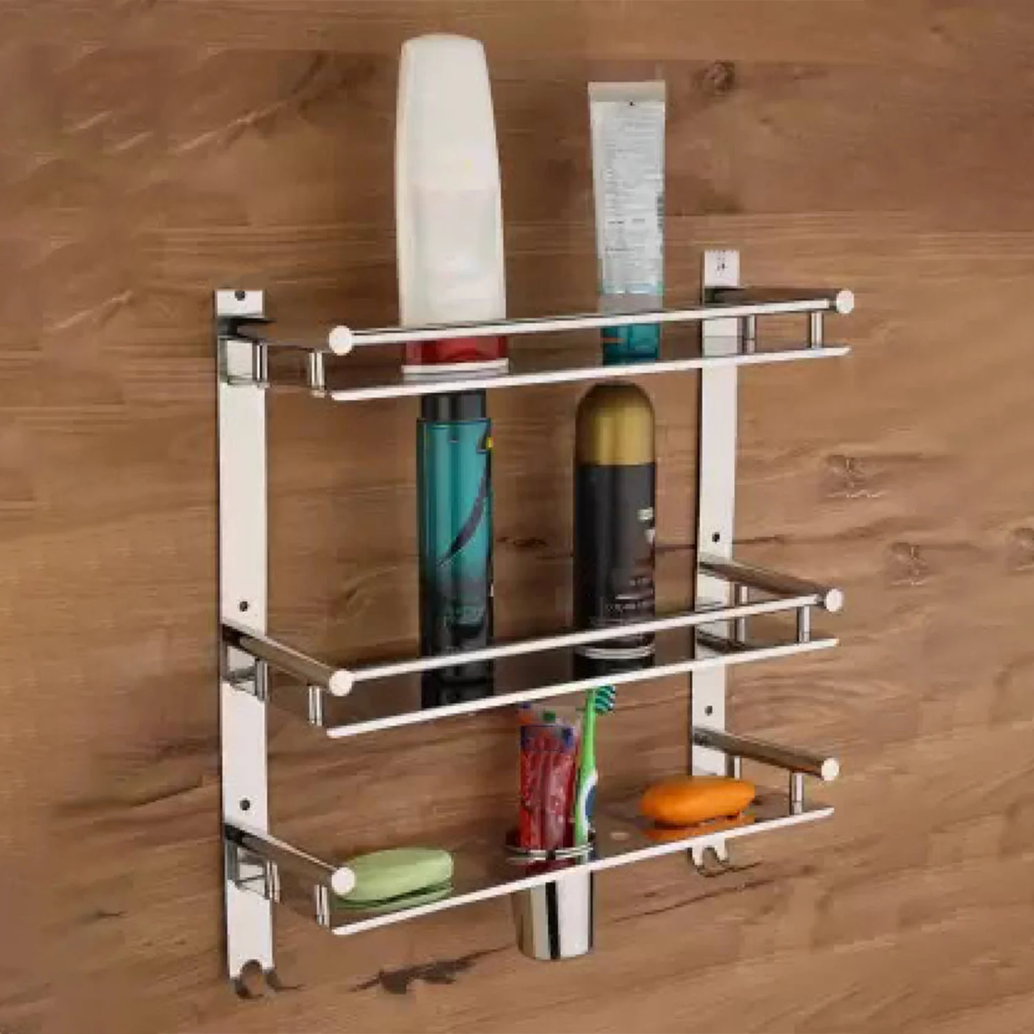 Stainless Steel 6 In 1 Multipurpose Bathroom Shelves Rack (15Inch) - Image 3