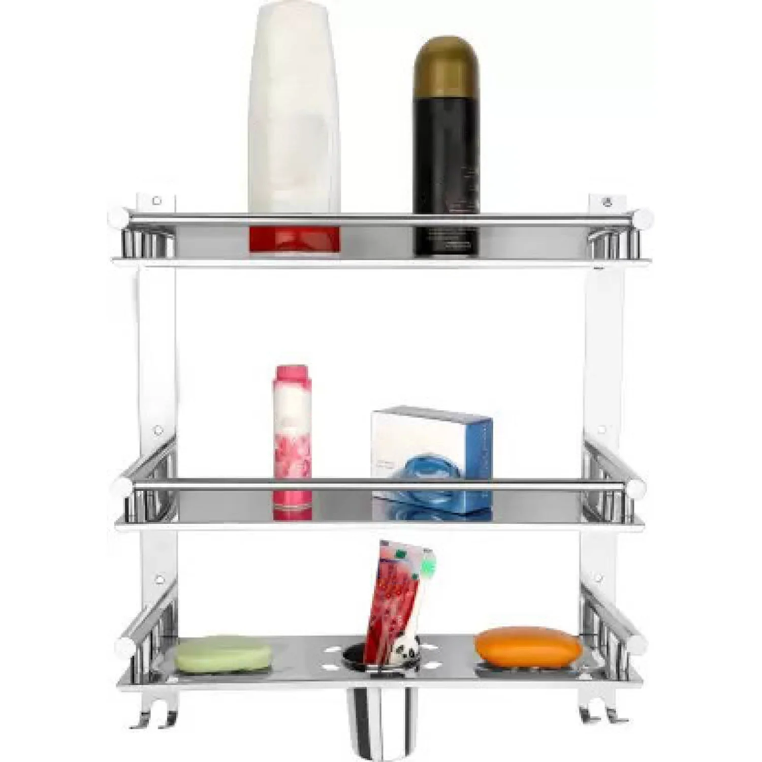 Stainless Steel 6 In 1 Multipurpose Bathroom Shelves Rack (15Inch) - Image 4