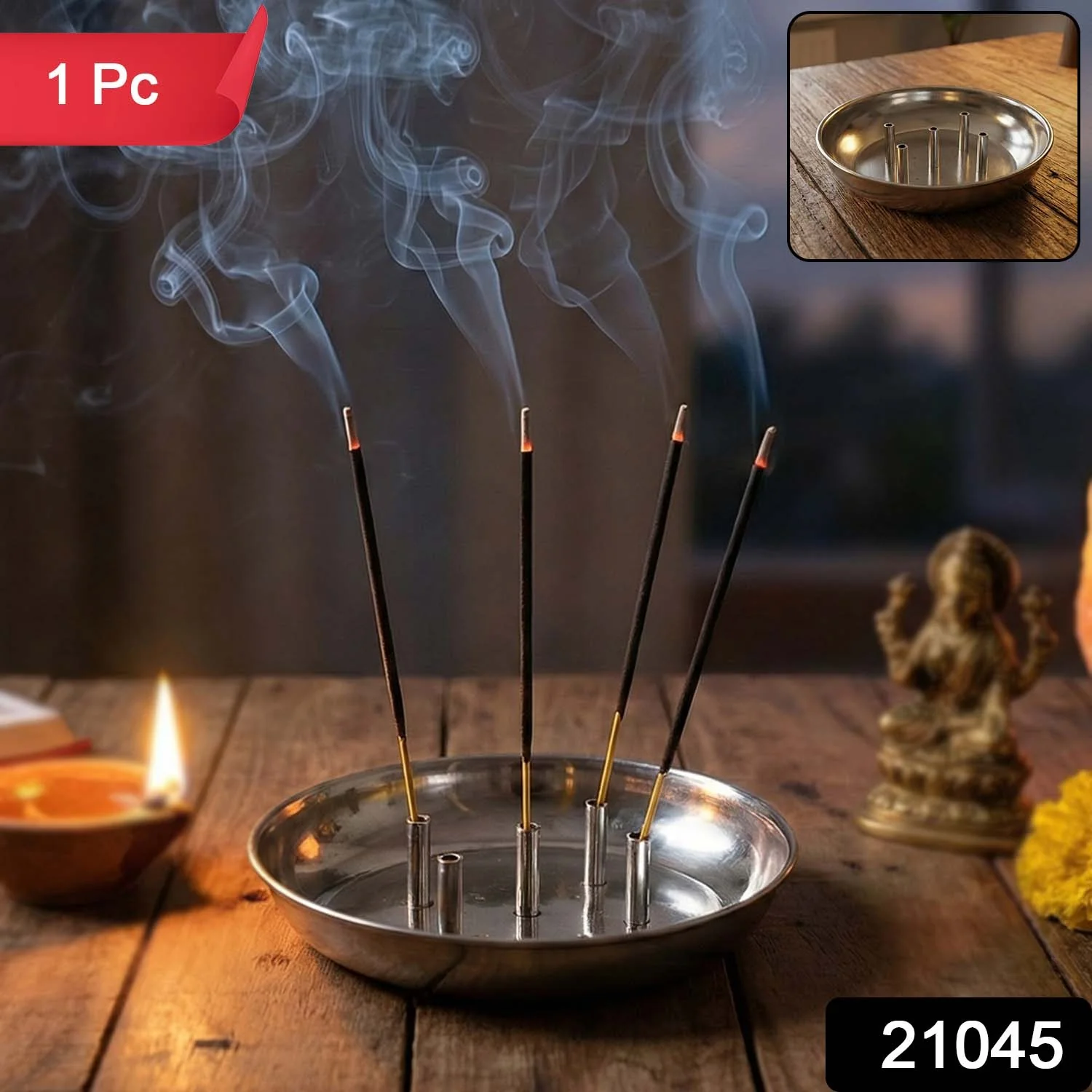 Stainless Steel Lotus Agarbatti Stand SIA-5 (1 Pc) - Image 2
