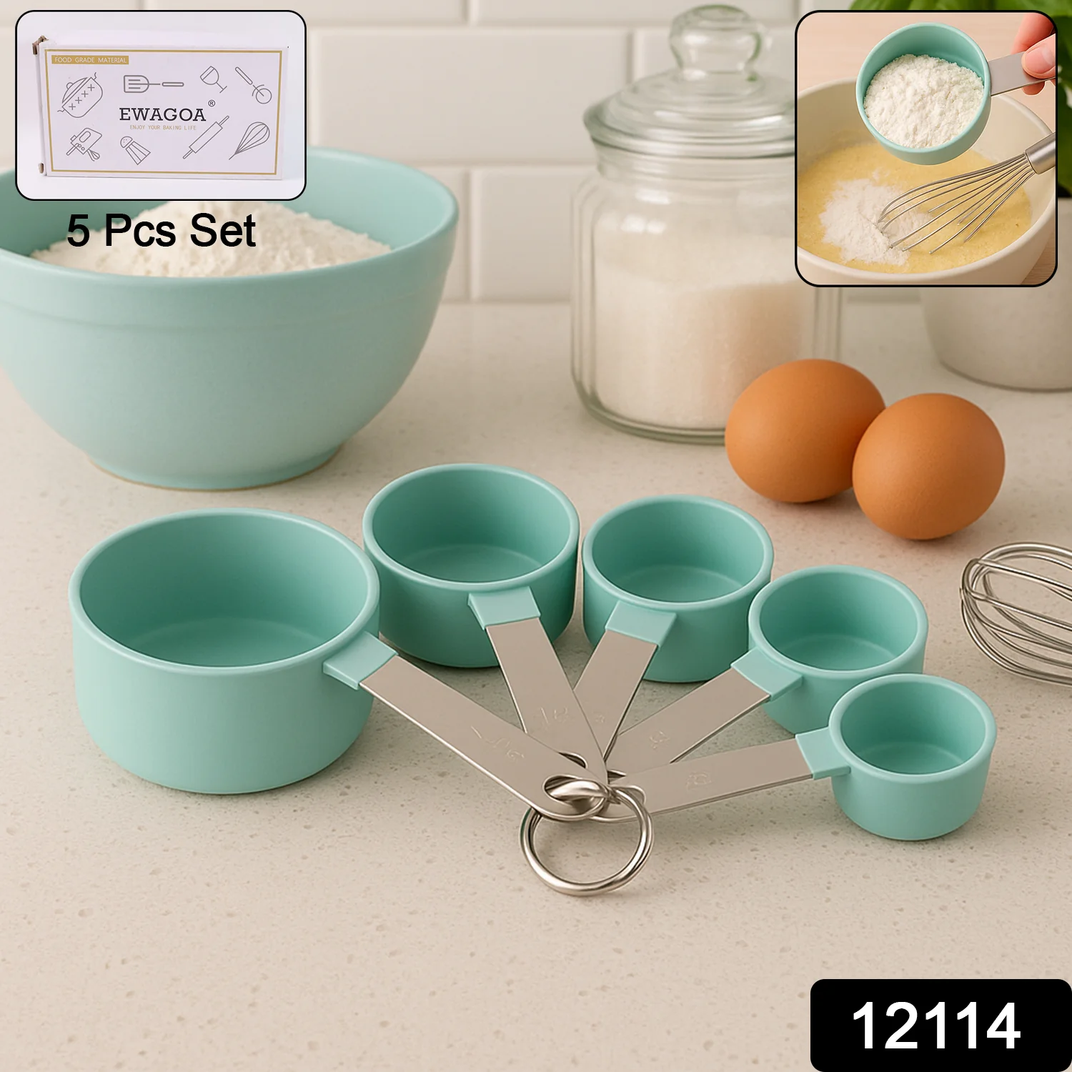 Stainless Steel and Plastics Measuring Cups (5 Pcs Set) - Image 2