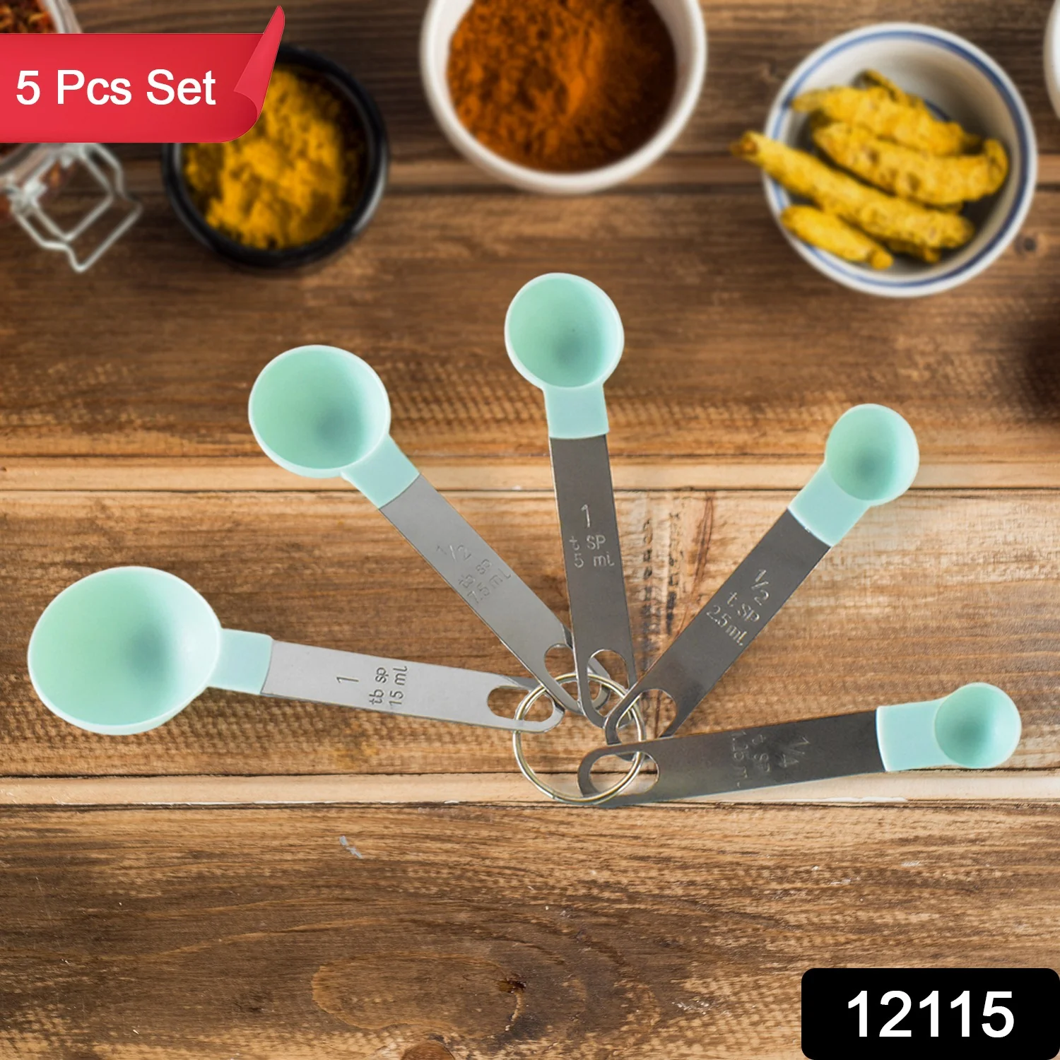 Stainless Steel and Plastics Measuring Spoon (Set of 5 Pc) - Image 2