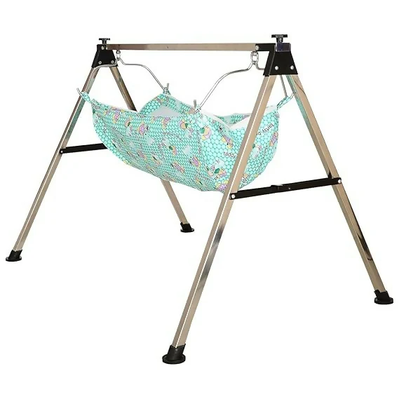 Stainless Steel Baby Hammock Cradle with Foldable Stand ComfortNest Design (5 kg) - Image 4