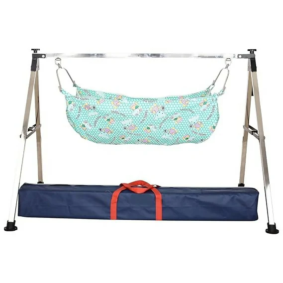 Stainless Steel Baby Hammock Cradle with Foldable Stand ComfortNest Design (5 kg) - Image 5