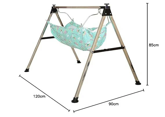 Stainless Steel Baby Hammock Cradle with Foldable Stand ComfortNest Design (5 kg) - Image 6