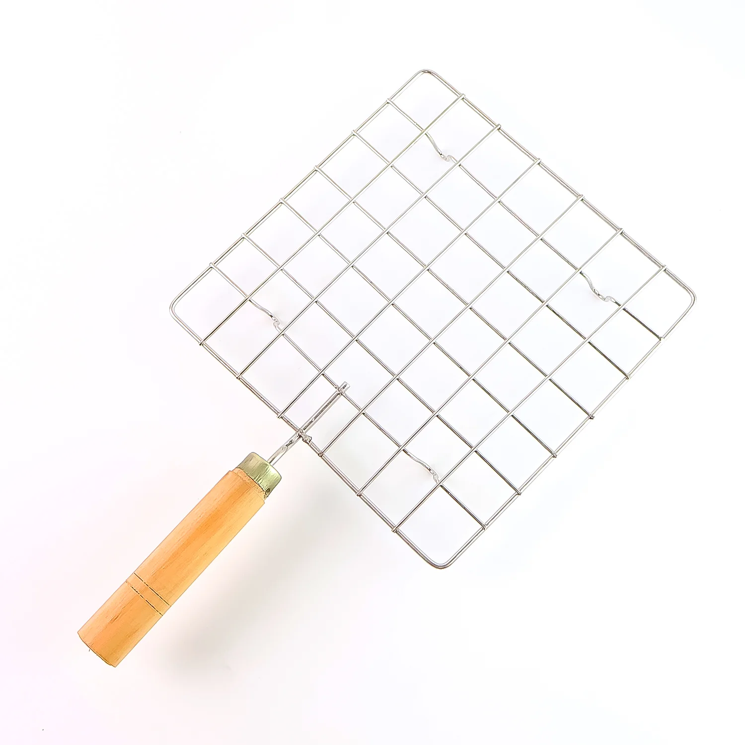 Stainless Steel Square Papad jali, Barbecue Grill Rack with Wooden Handle (1 Pc) - Image 5