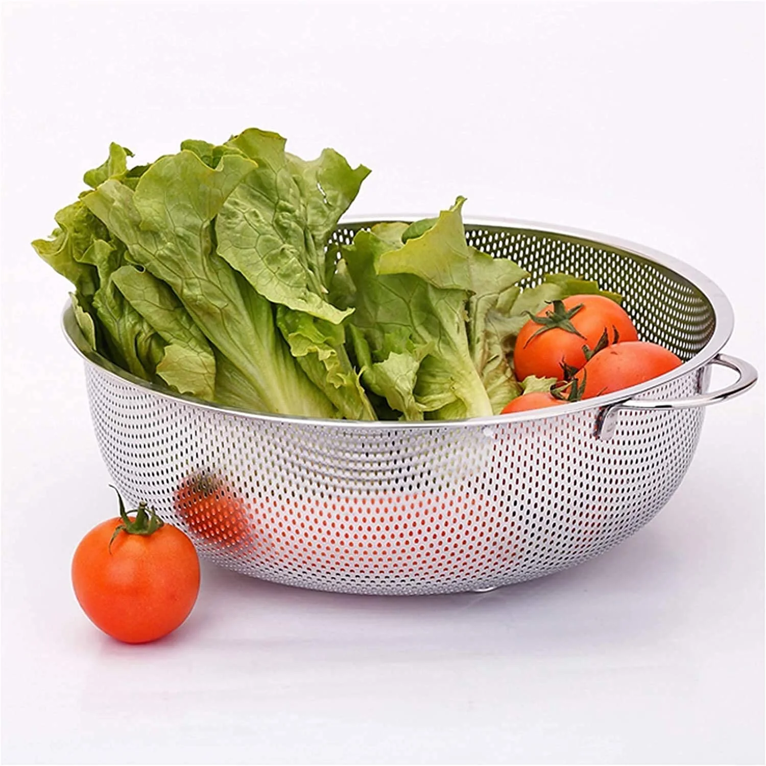 Stainless Steel Colander with Handle, Large Strainer Basket for Kitchen (25.5 cm) - Image 3