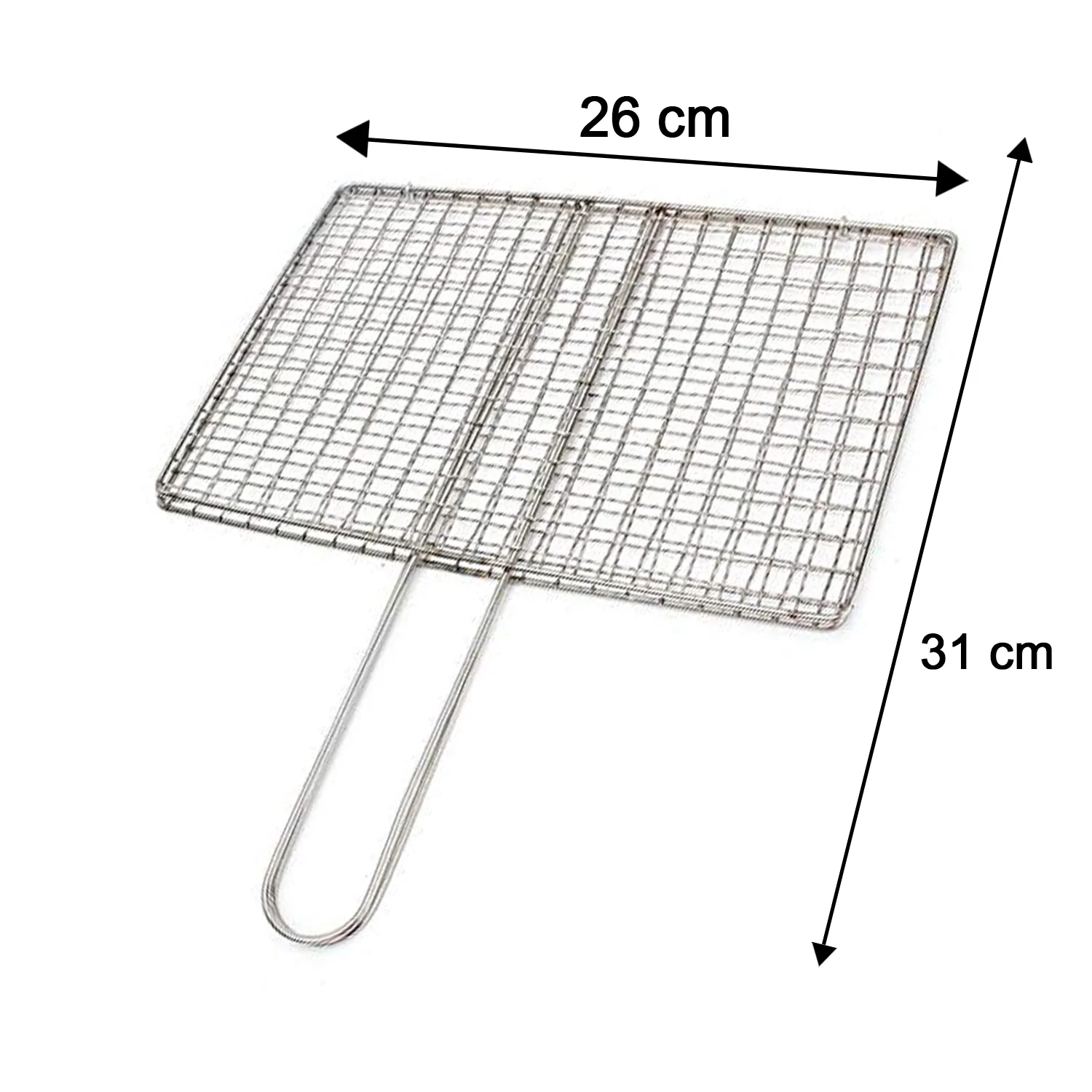 Stainless Steel BBQ Foldable Grill Wire Mesh Jali with Handle (1 Pc) - Image 6