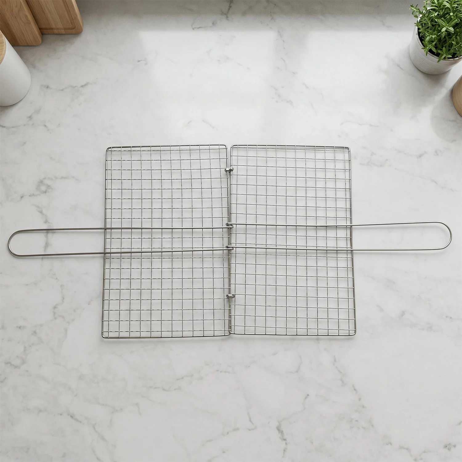 Stainless Steel BBQ Foldable Grill Wire Mesh Jali with Handle (1 Pc) - Image 8