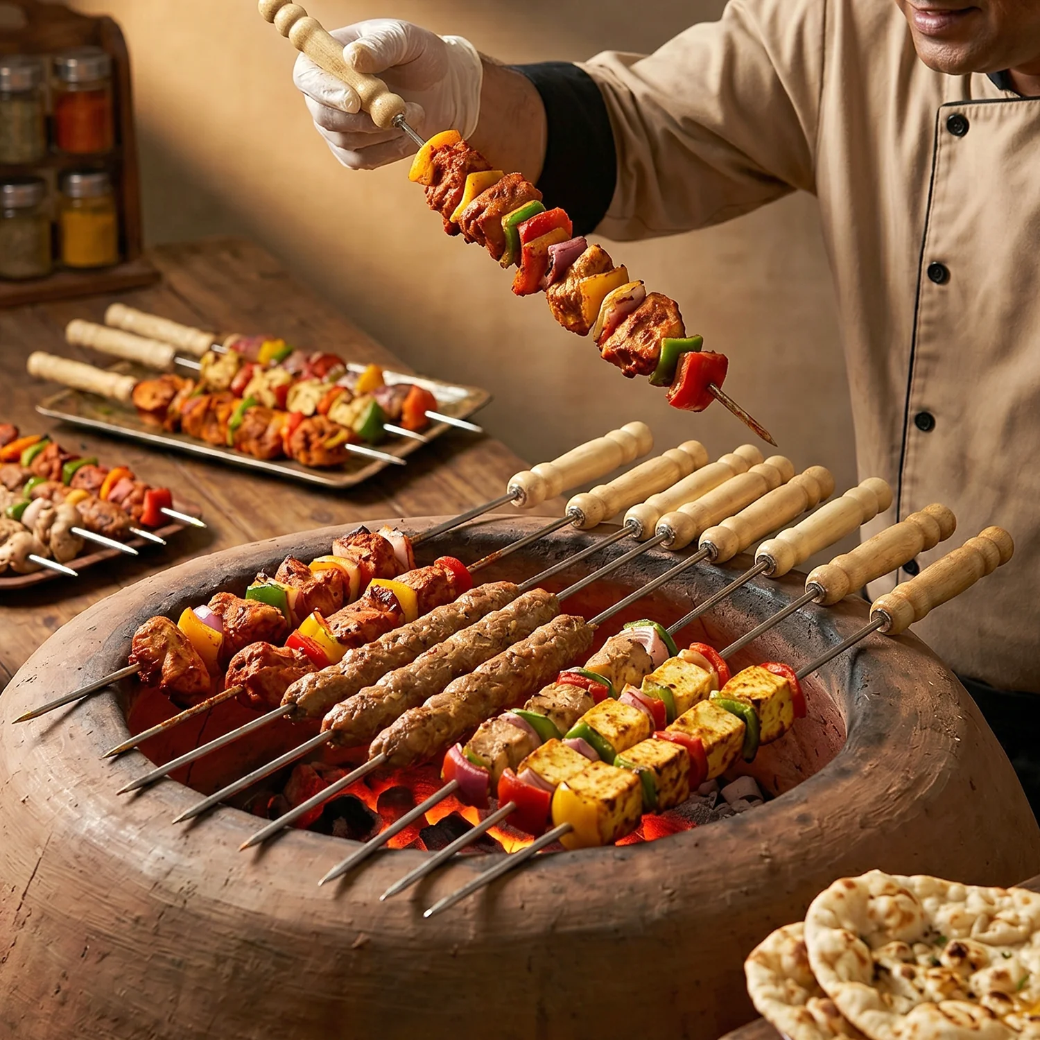 Stainless Steel BBQ Skewers with Wooden Handle (12 Pc) - Image 5