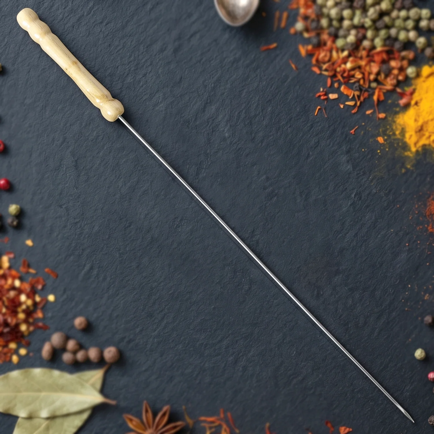 Stainless Steel BBQ Skewers with Wooden Handle (12 Pc) - Image 8