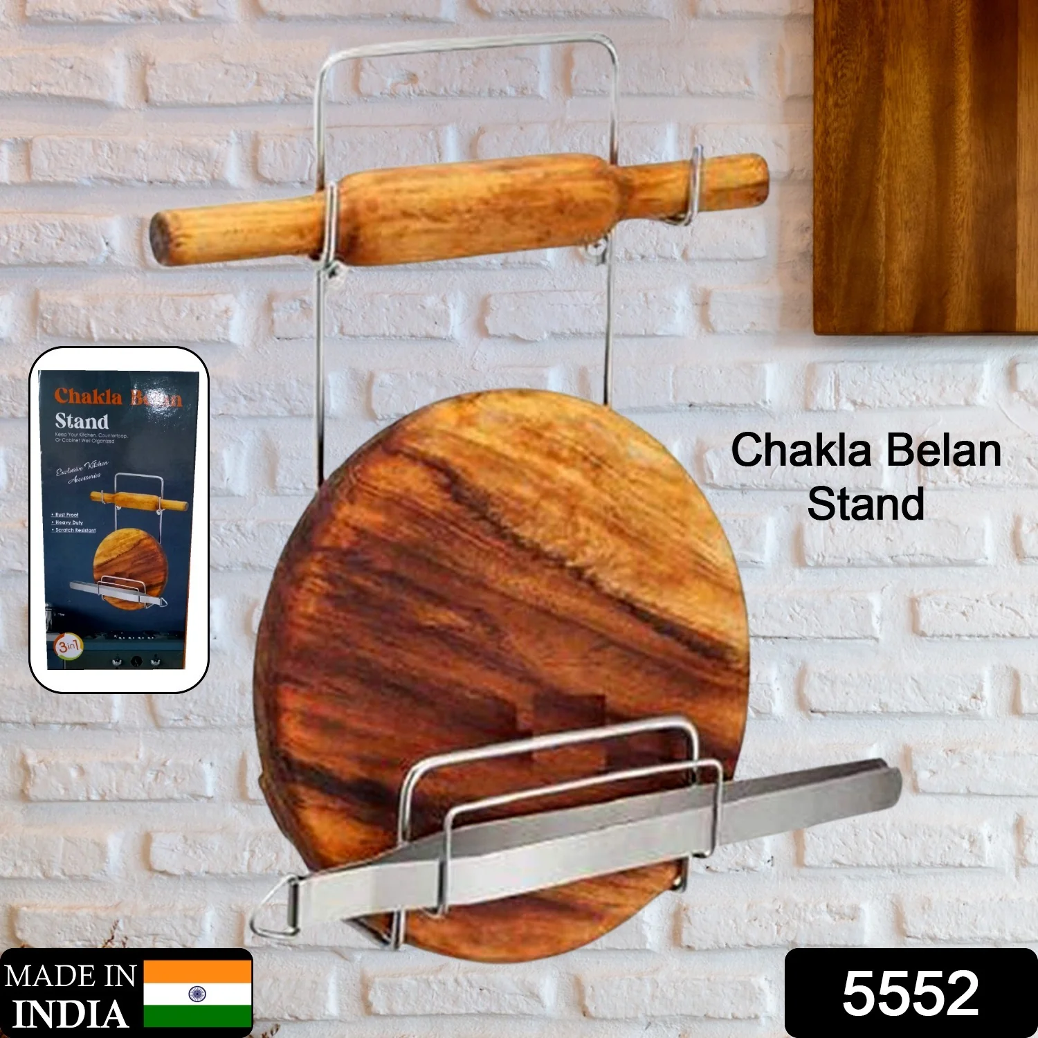 Chakla, Belan, Chimta Stand Multi-Purpose Rack for Kitchen (1 Pc ) - Image 2