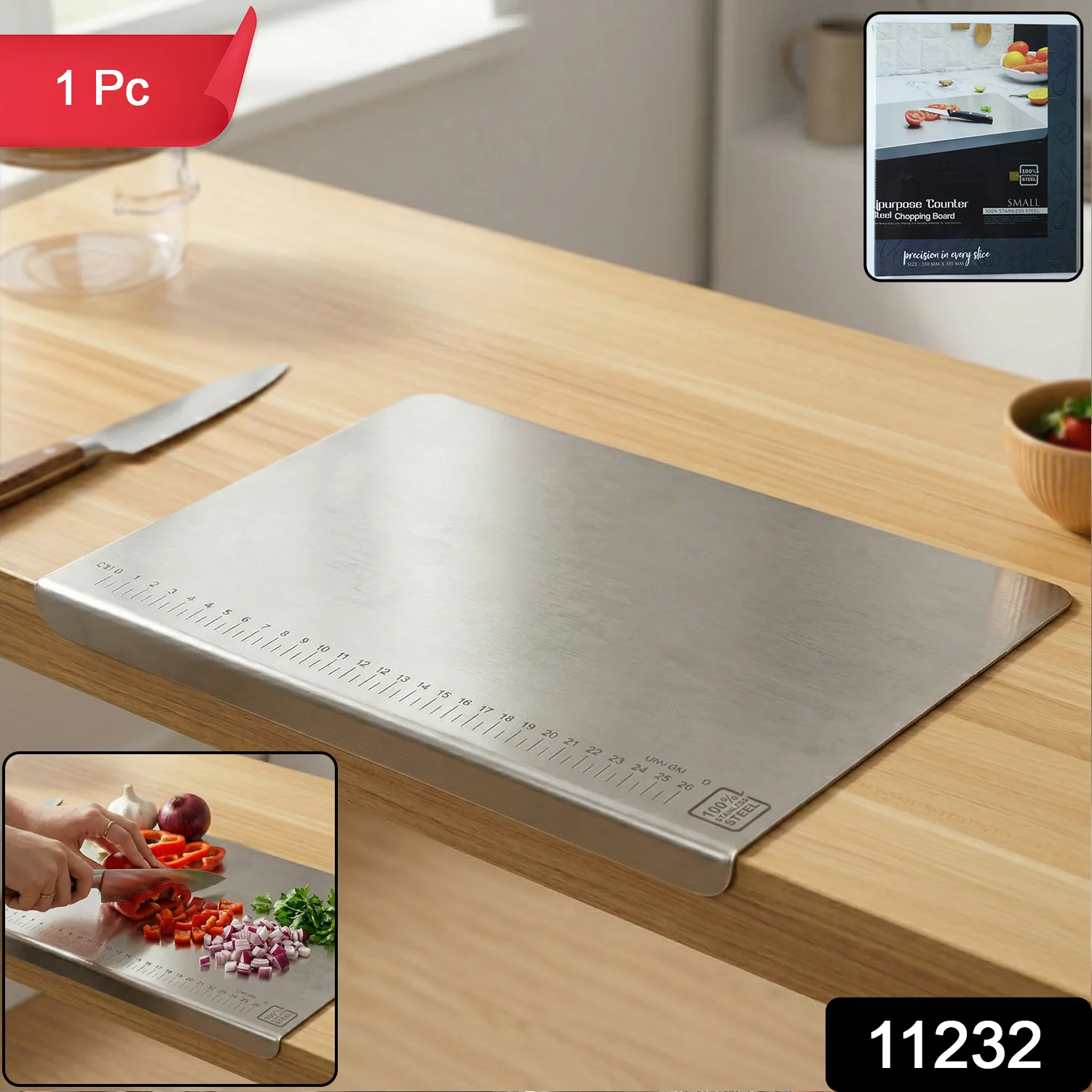 Stainless Steel Chopping Board 35.5x29 Cm, 1mm Thickness 1 Pc - Image 2