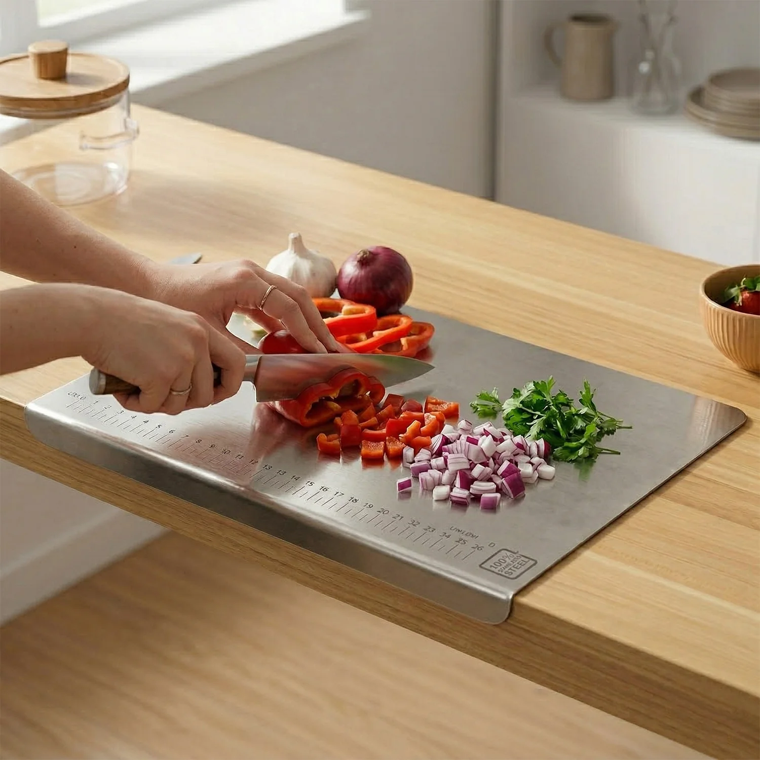 Stainless Steel Chopping Board 35.5x29 Cm, 1mm Thickness 1 Pc - Image 5