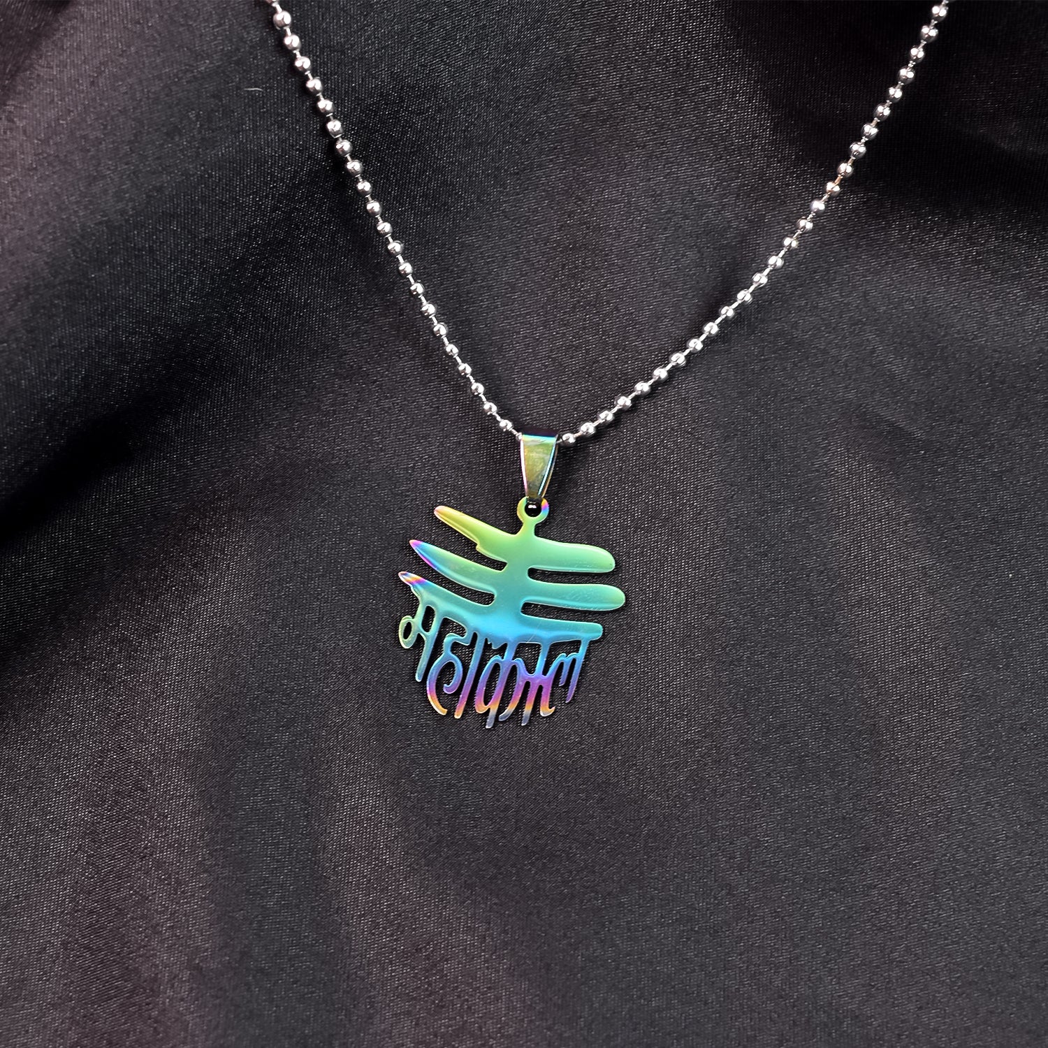 Stainless Steel Colourful Mahakaal Pendent Chain Necklace (1 Pc) - Image 3