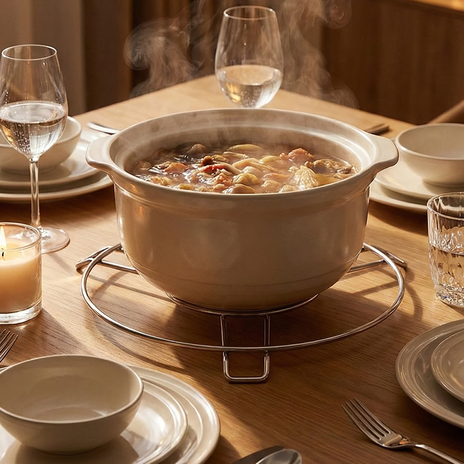 Stainless Steel Round Table Ring Hot Pot Stand (1 Pc) - Image 3