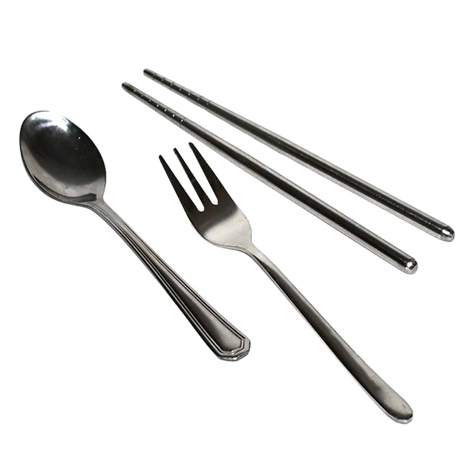 Stainless Steel Cutlery Spoon, Fork & Pair of Chopstick Set - Image 5