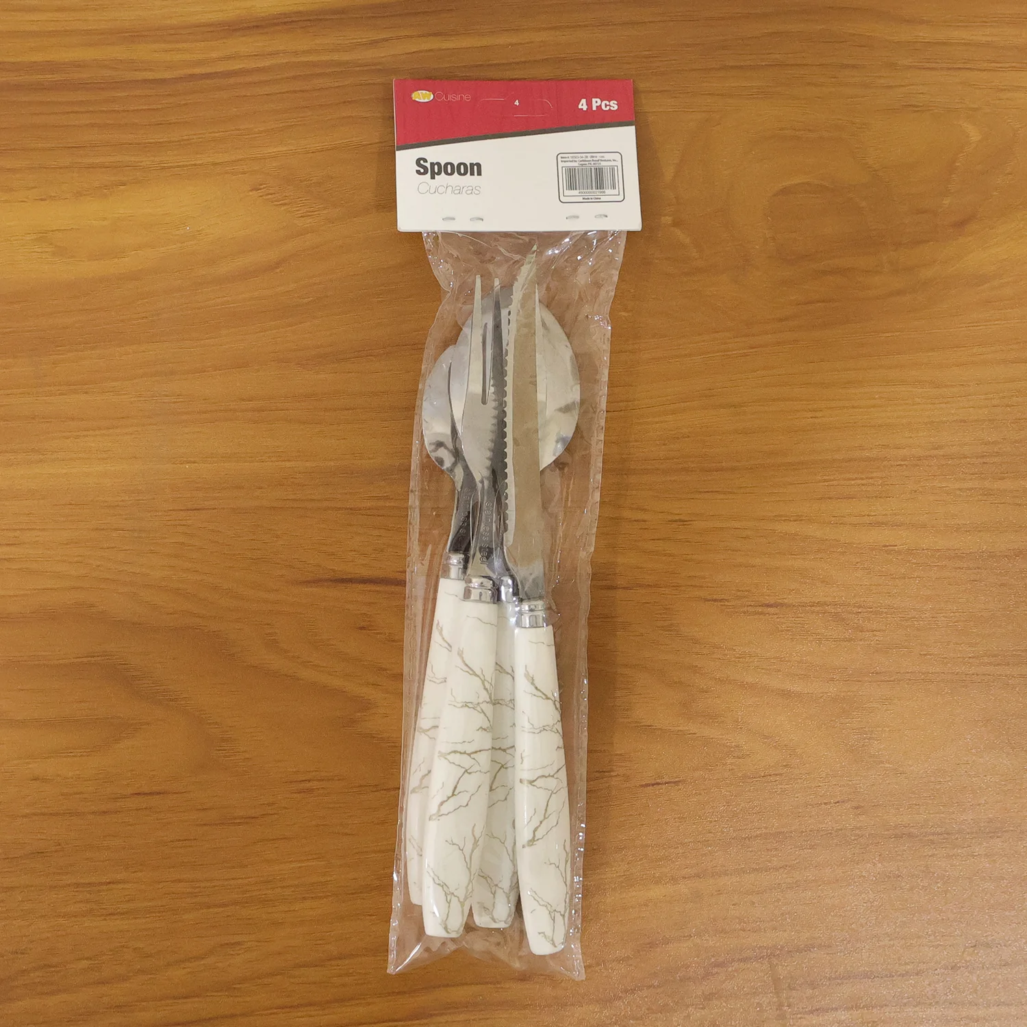 Stainless Steel Cutlery Set with Marble Design Handle (4 Pc  Set) - Image 9