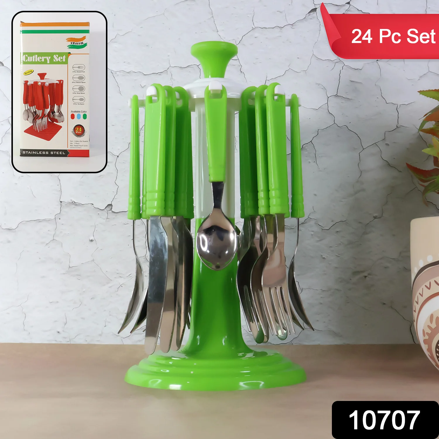 Stainless Steel Cutlery Set with Stand - (24 Pc) - Image 2
