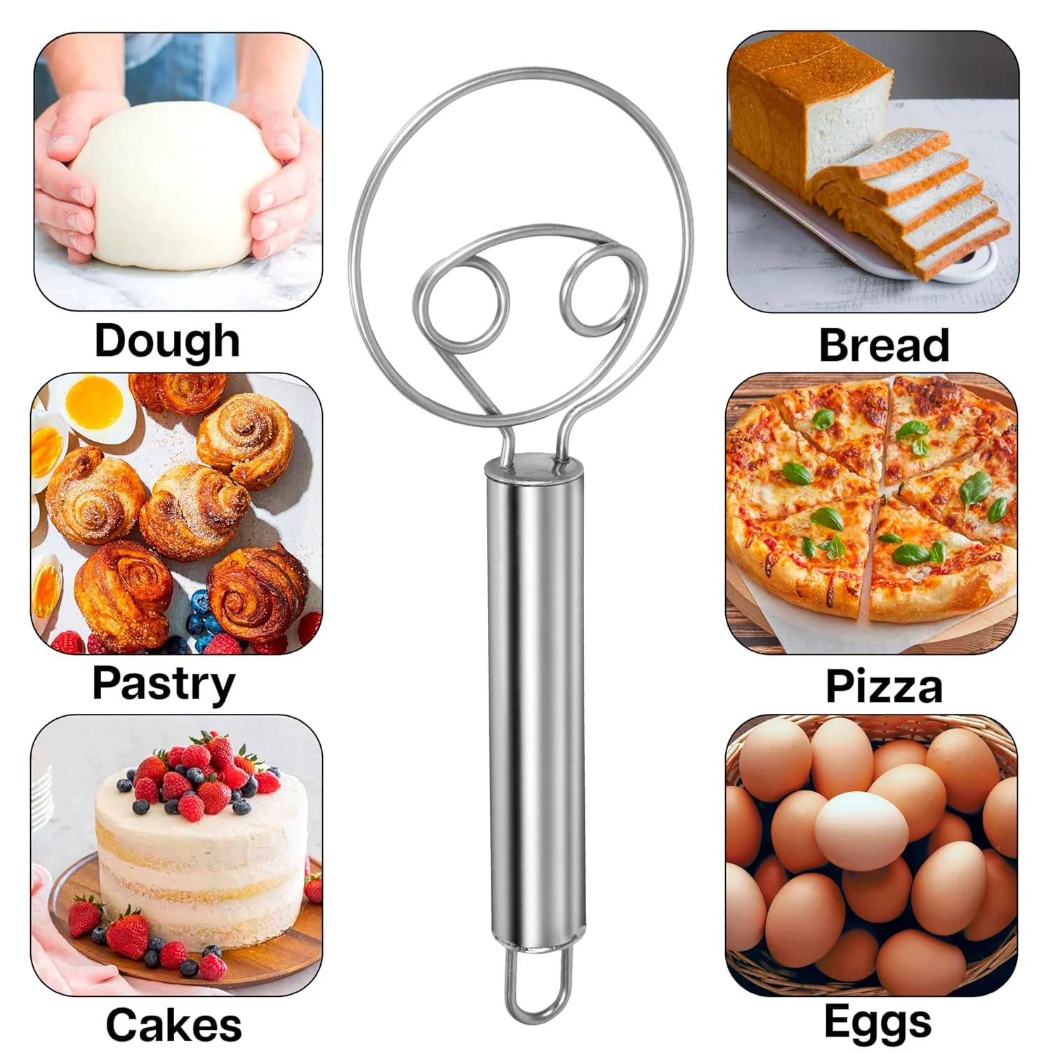 Stainless Steel Danish Dough Whisk - (1 Pc / Big) - Image 7