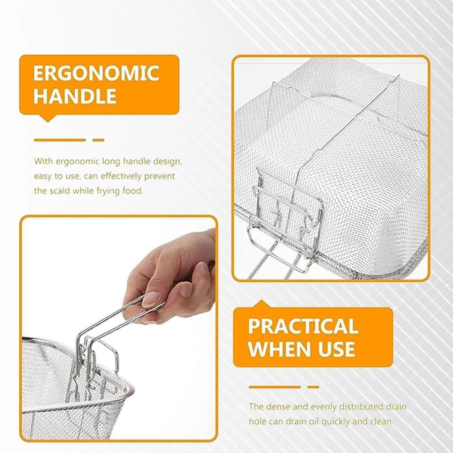 Stainless Steel Deep Fryer Basket with Long Handle (1 Pc) - Image 6