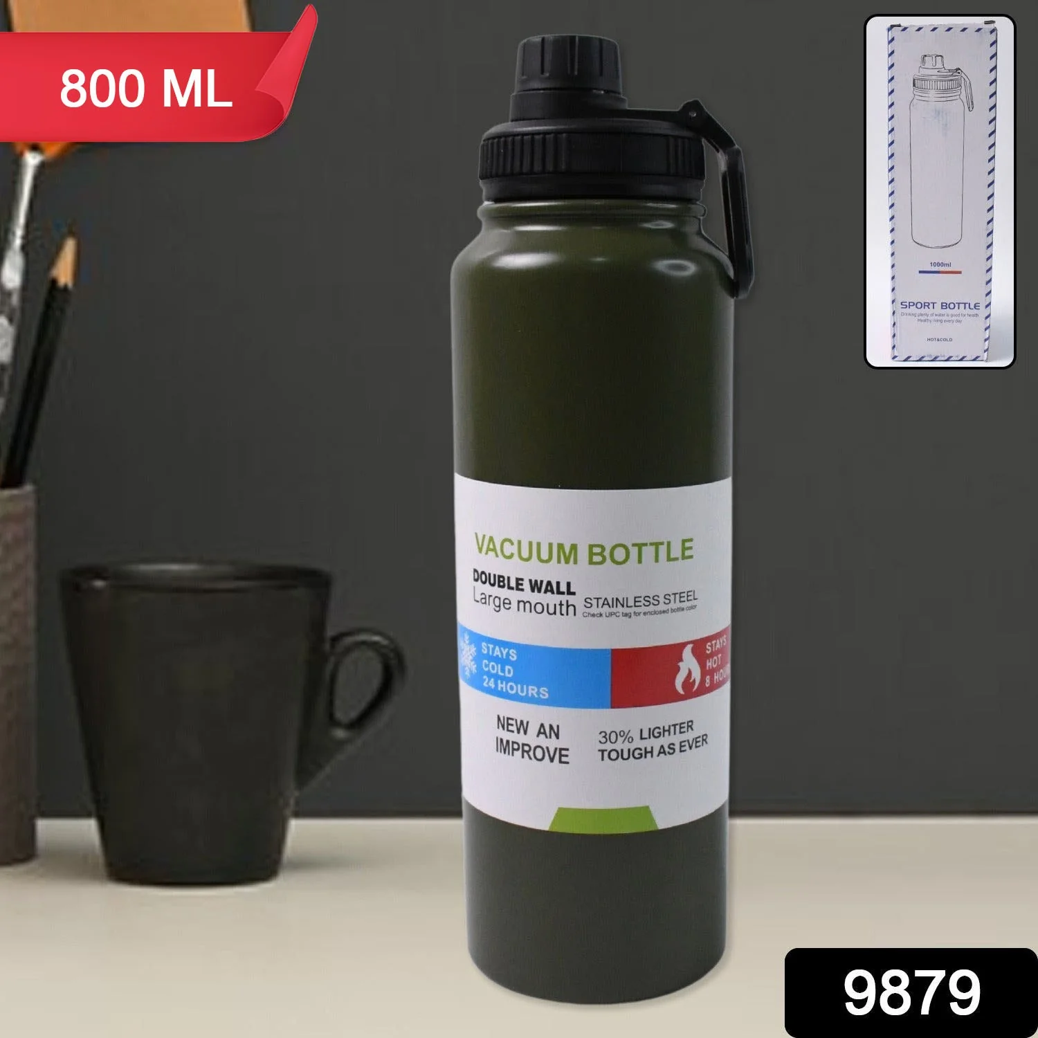 Stainless Steel Double Wall Vacuum-Insulated Drink Water Bottle (800 ML Approx / Mix Color) - Image 2