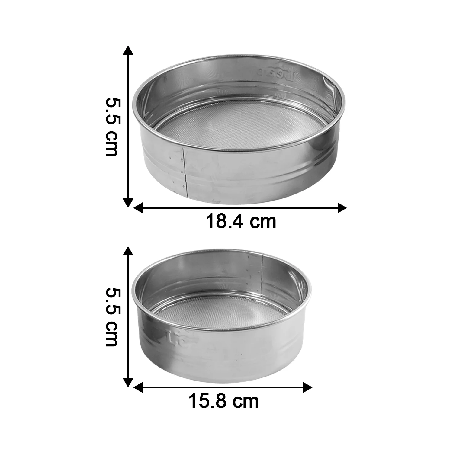 Stainless Steel Fine Mesh Atta Chalni Sieve Set (2 Pc Set) - Image 6