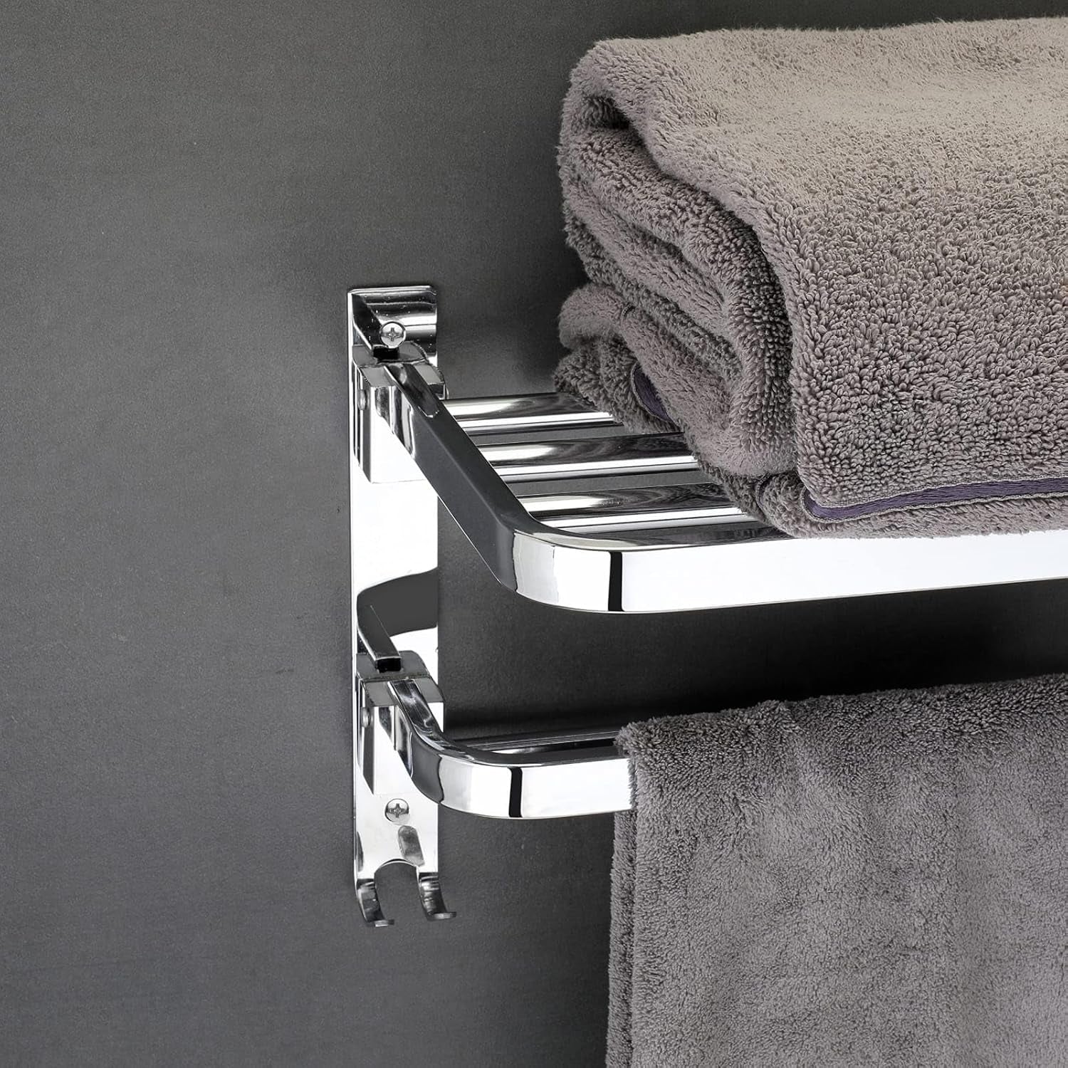 Stainless Steel Folding Towel Stand For Bathroom - Image 2