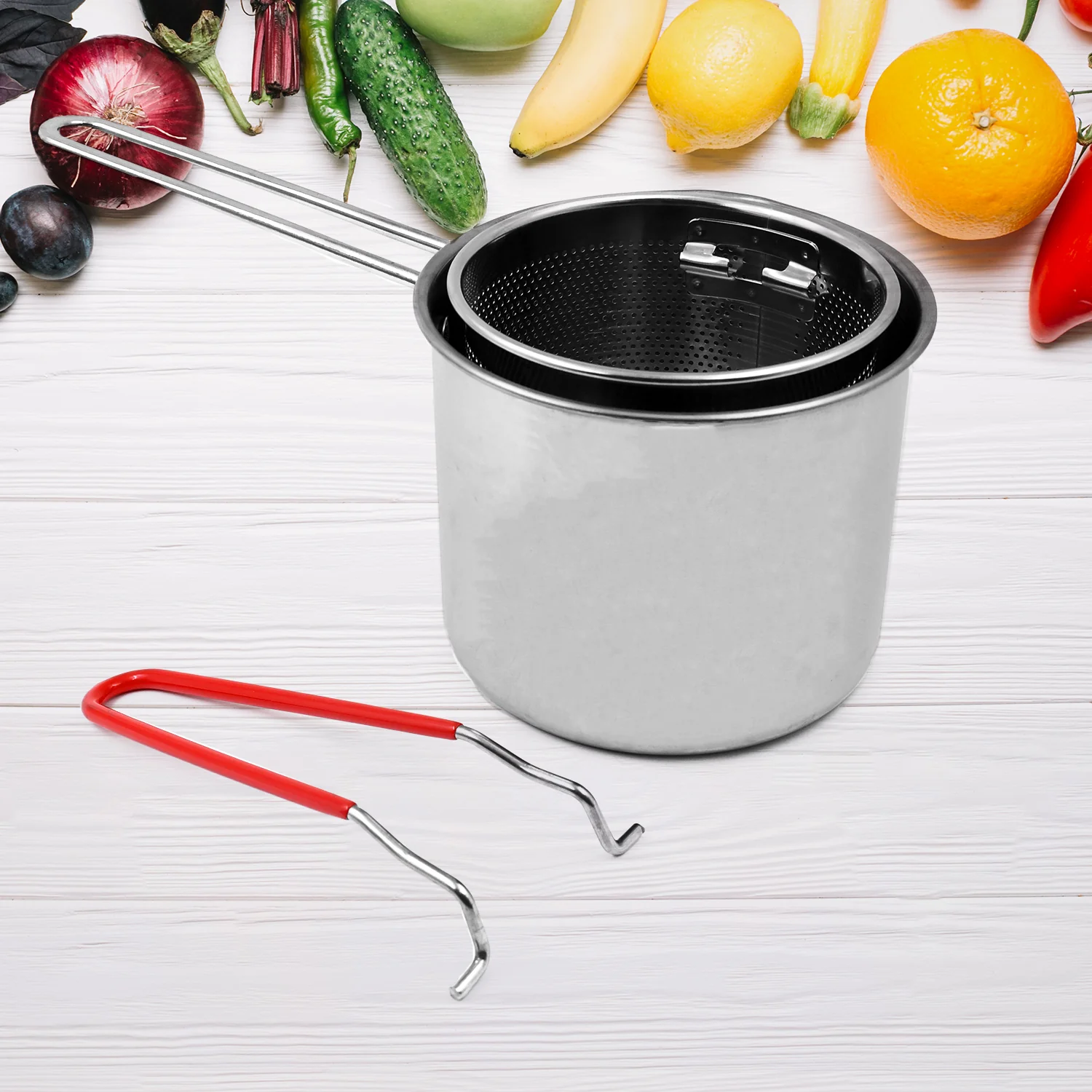 Small Deep Frying Pot With Strainer Basket (2 Pc Set / 1200 ML)) - Image 6
