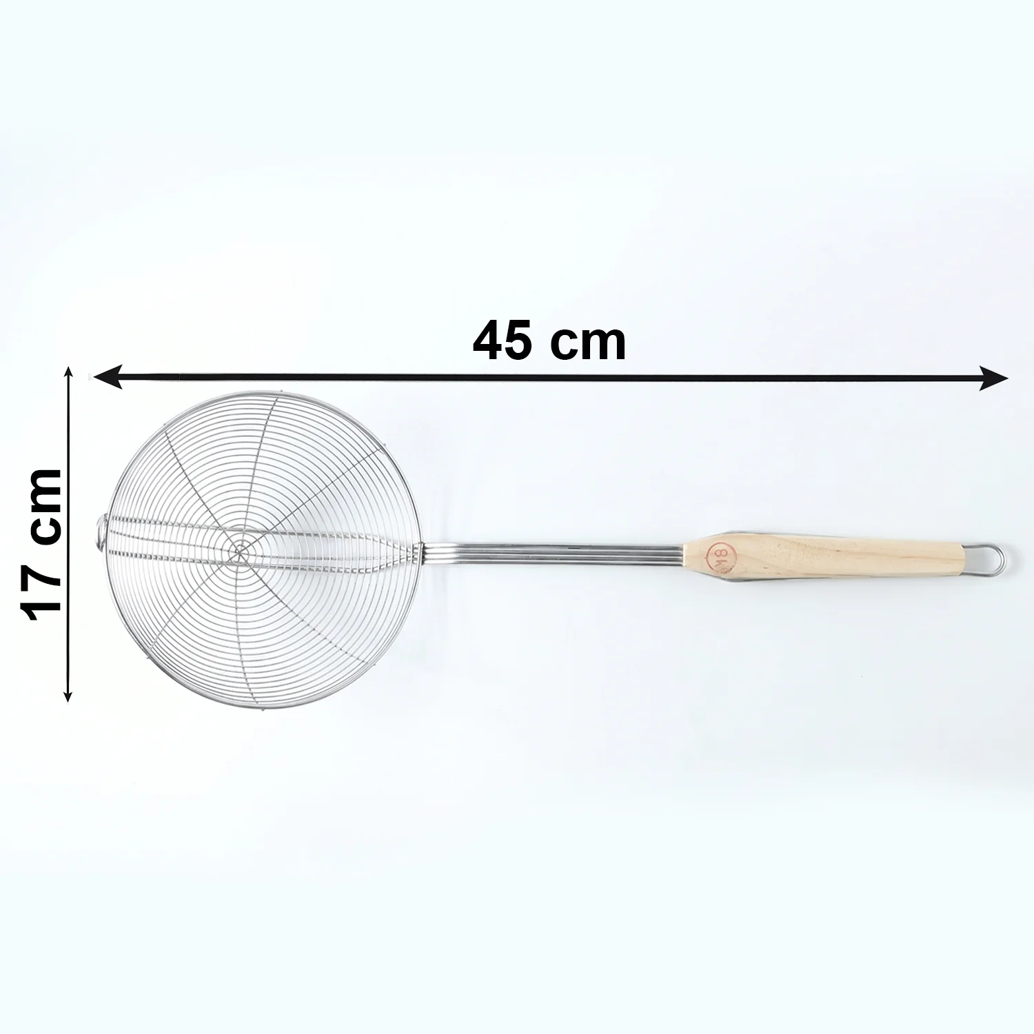Stainless Steel Frying Skimmer Strainer with Wooden Handle (1 Pc, 45 Cm) - Image 6