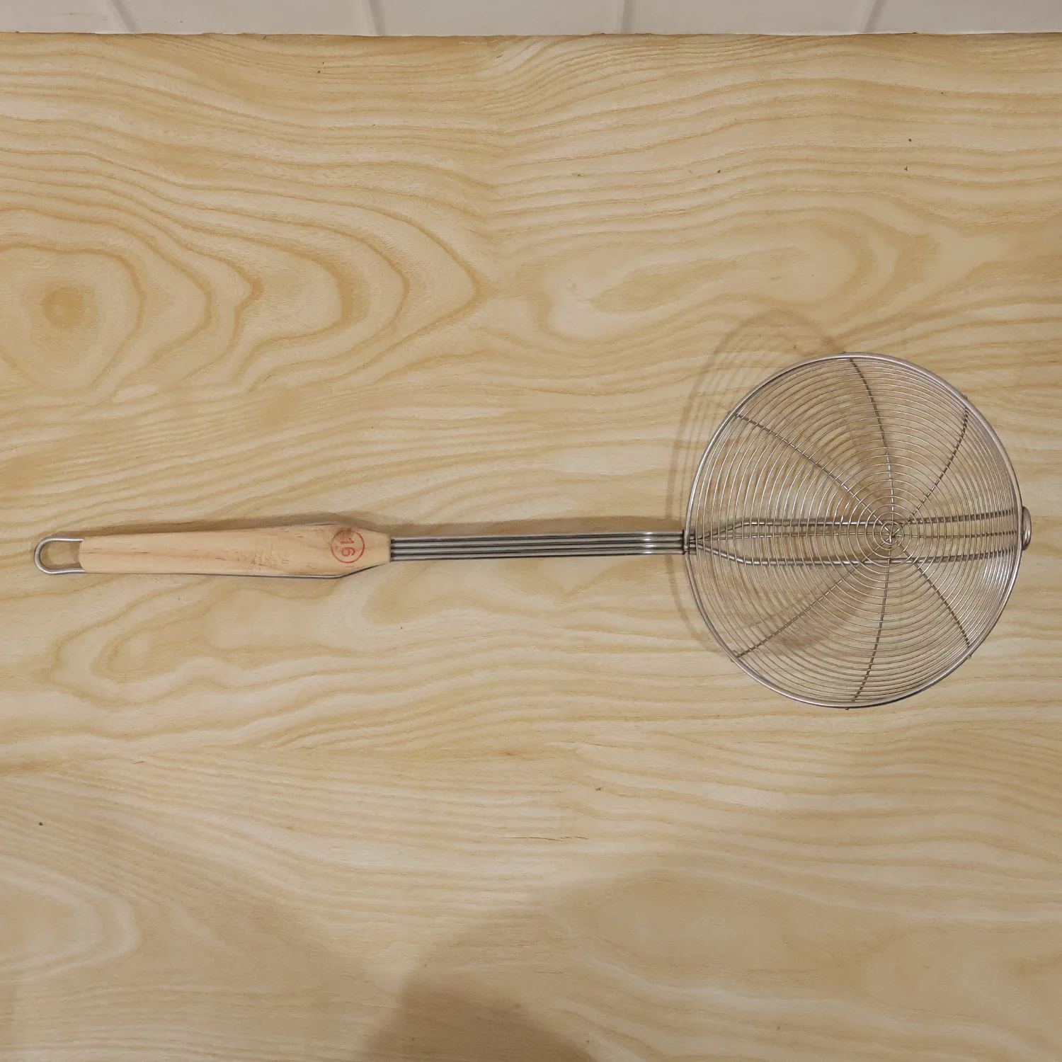 Stainless Steel Frying Skimmer Strainer with Wooden Handle (1 Pc, 45 Cm) - Image 9